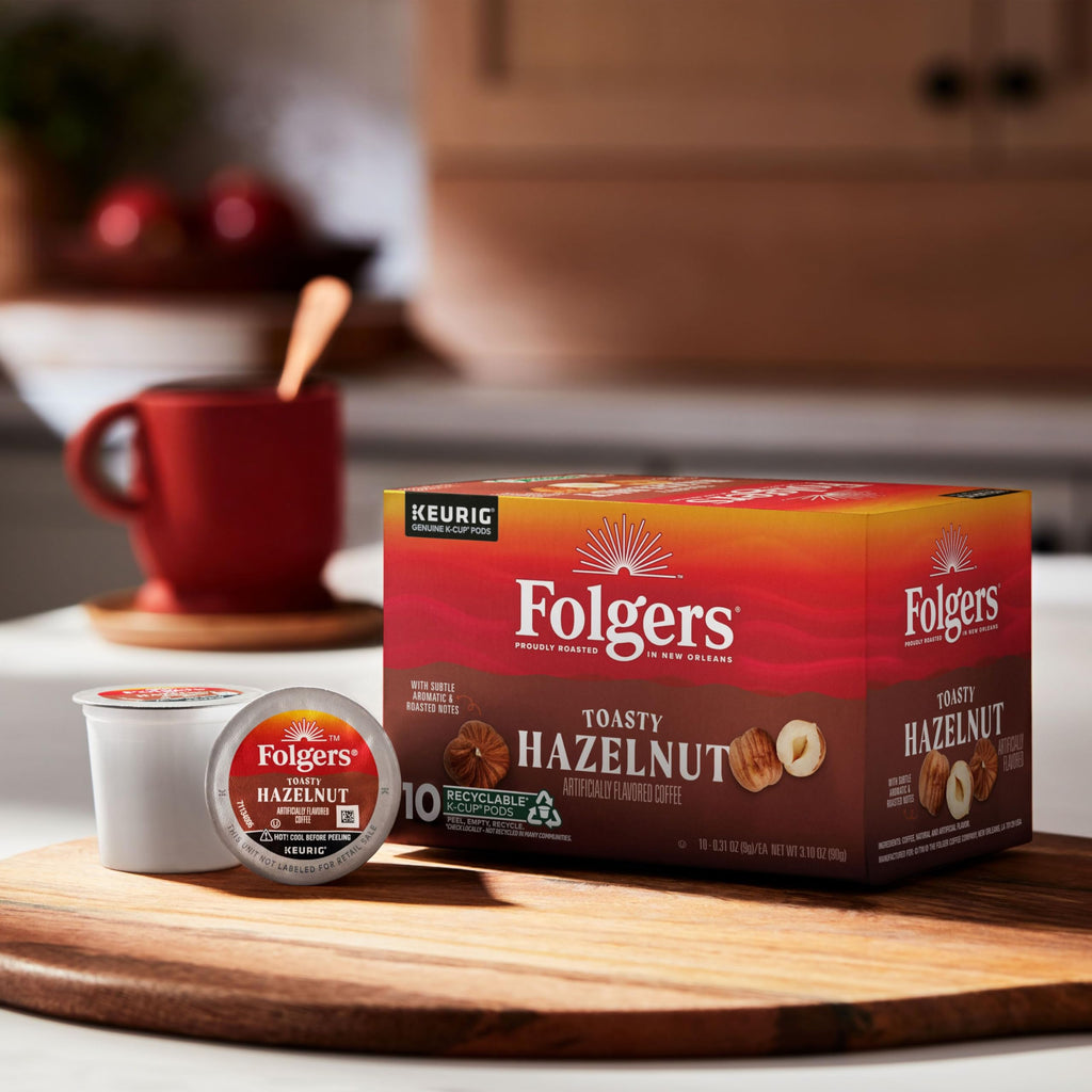 Folgers French Vanilla Artificially Flavored Coffee, Keurig K-Cup pods, 10 Count Box (Pack of 6)