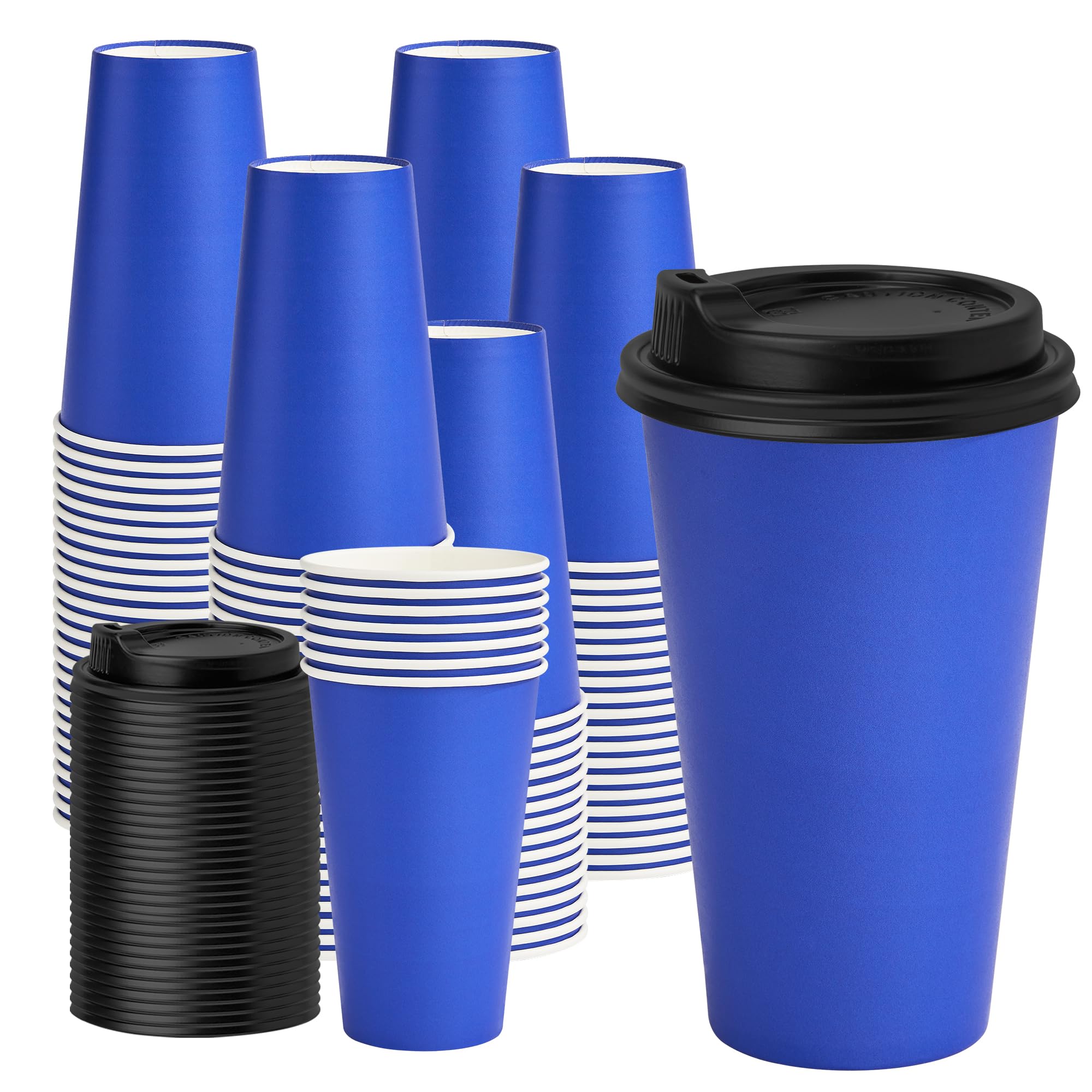 YEEHAW 100 Pack 16 oz Disposable Coffee Cups with Lids, Heat & Leak-proof Paper Cups, to Go Coffee Cups for Hot & Cold Beverage