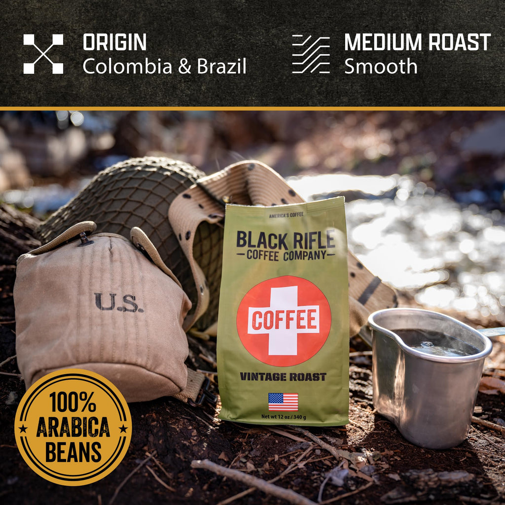 Black Rifle Coffee Company Just Black, 18oz Bag, Ground Coffee Medium Roast - Roasted Blend Made from Arabica Beans - Colombian & Brazilian Beans - Veteran Founded & American Made