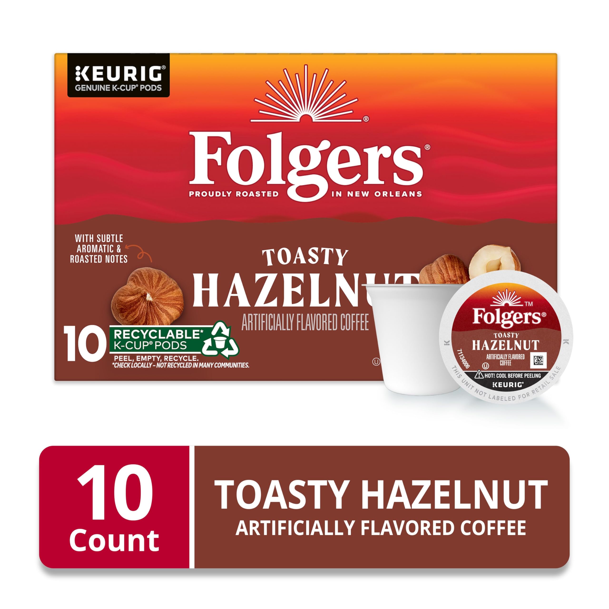 Folgers French Vanilla Artificially Flavored Coffee, Keurig K-Cup pods, 10 Count Box (Pack of 6)