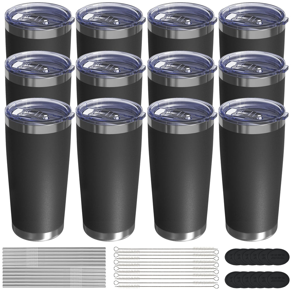 Travel Coffee Tumbler 20oz, Travel Coffee Mug with Dual Lids and Straw, Stainless Steel Double Wall Vacuum Insulated Tumbler for Hot/Iced Drinks (Textured Matte, Navy Blue)