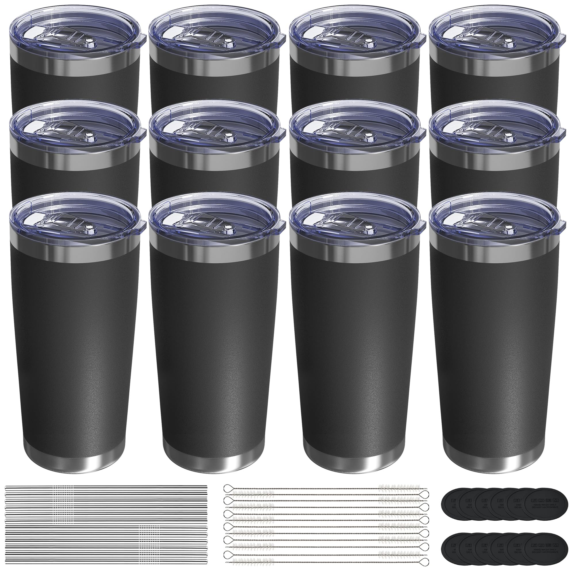 Travel Coffee Tumbler 20oz, Travel Coffee Mug with Dual Lids and Straw, Stainless Steel Double Wall Vacuum Insulated Tumbler for Hot/Iced Drinks (Textured Matte, Navy Blue)