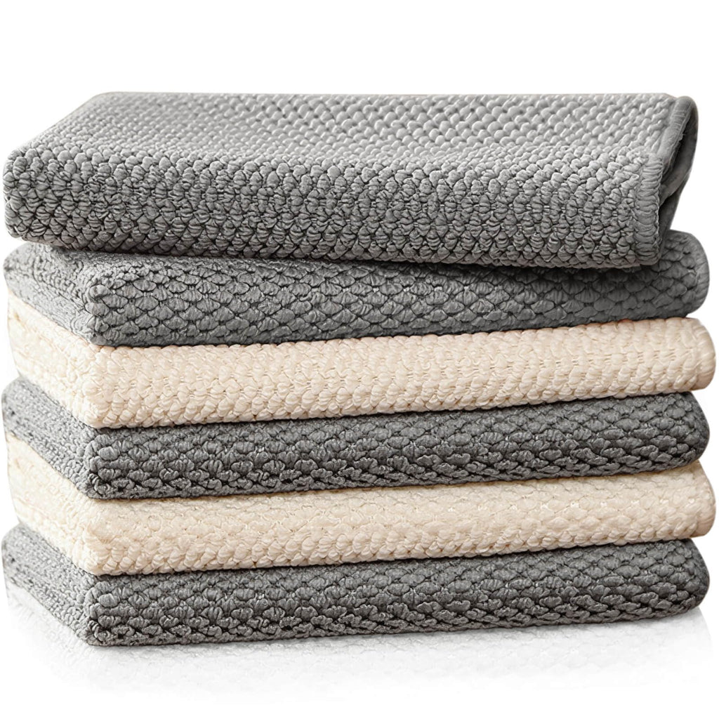 Barista Towel 6 Pack, Extra Thick Microfiber Coffee Cleaning Cloths, Espresso Machine Accessories for Coffee Bar, Steam Wand, Countertop, Milk Frother, 12”x12”