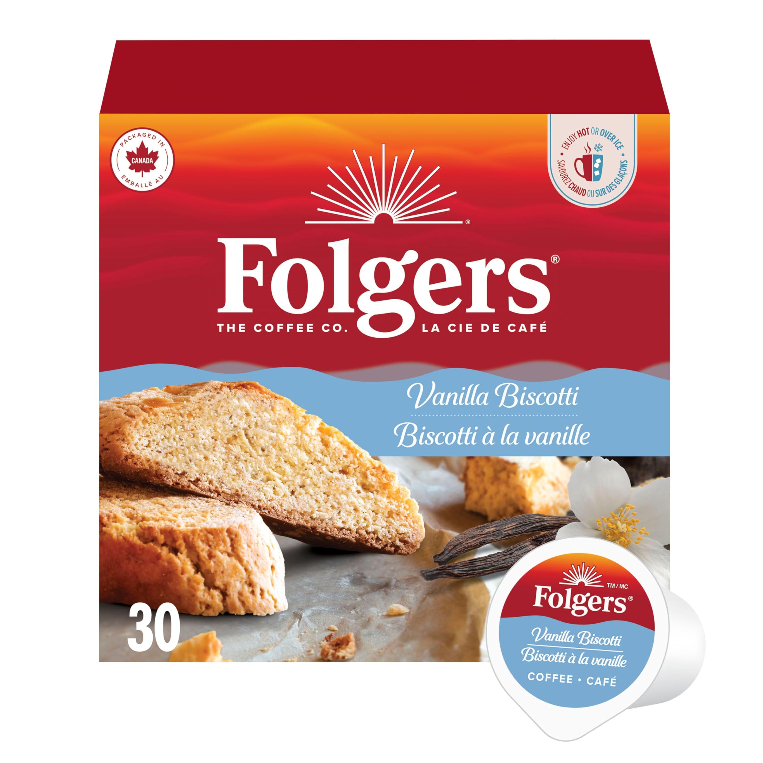 Folgers French Vanilla Artificially Flavored Coffee, Keurig K-Cup pods, 10 Count Box (Pack of 6)