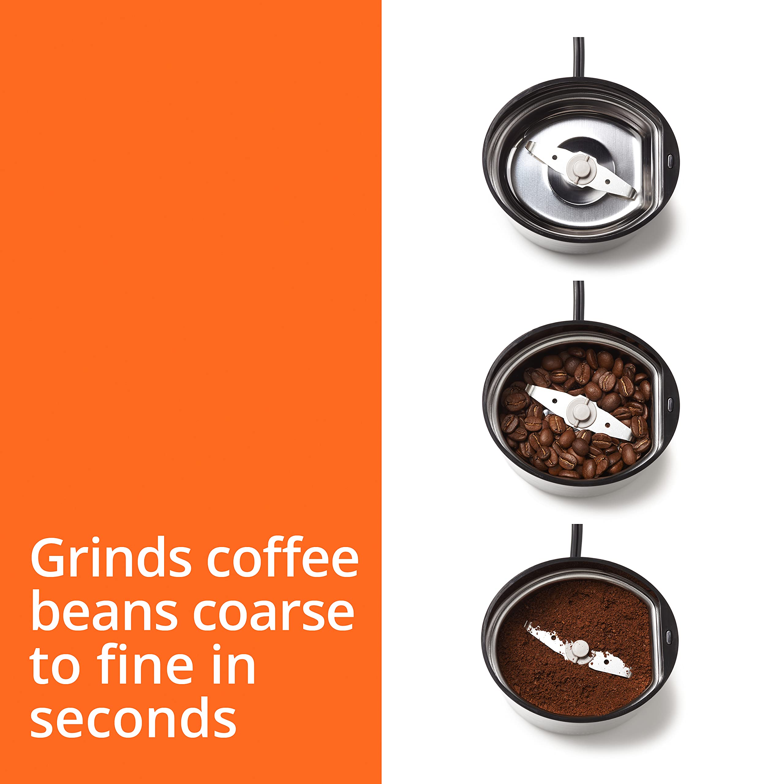 KRUPS Precision Electric Coffee Grinders, 3 oz Capacity, 200W Motor, Stainless Steel Blades for Uniform Grinding of Beans, Herb and Nuts, Coffee and Spice Grinder Electric, (Black)