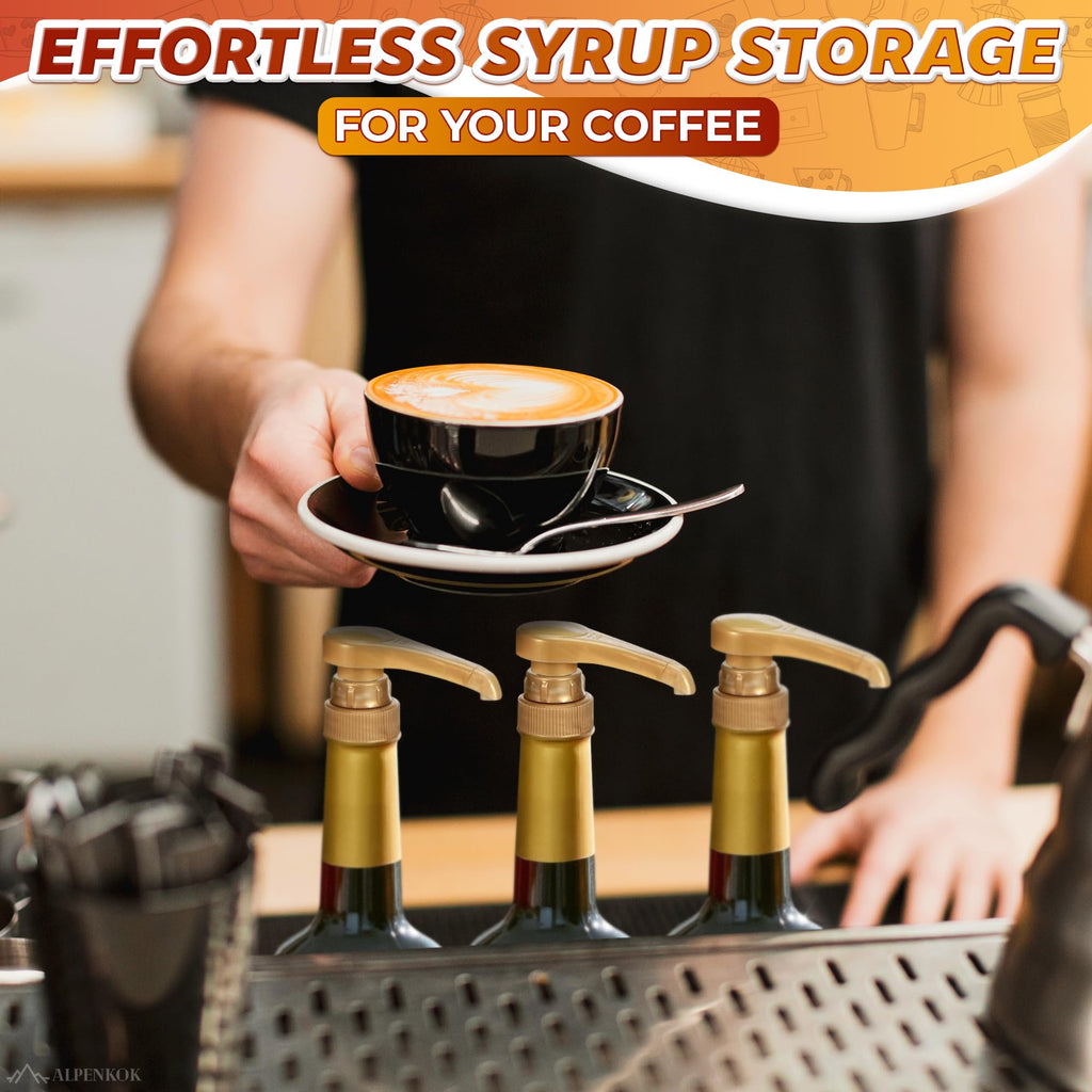 4 Pcs Coffee Syrup Pump Dispenser - Works as Skinny and Torani Syrup Pump - Fits Various 25.4 oz Bottles, Precise Dispensing 0.3oz & Lockable Design, Easy to Use & Clean, Ideal for Liquids