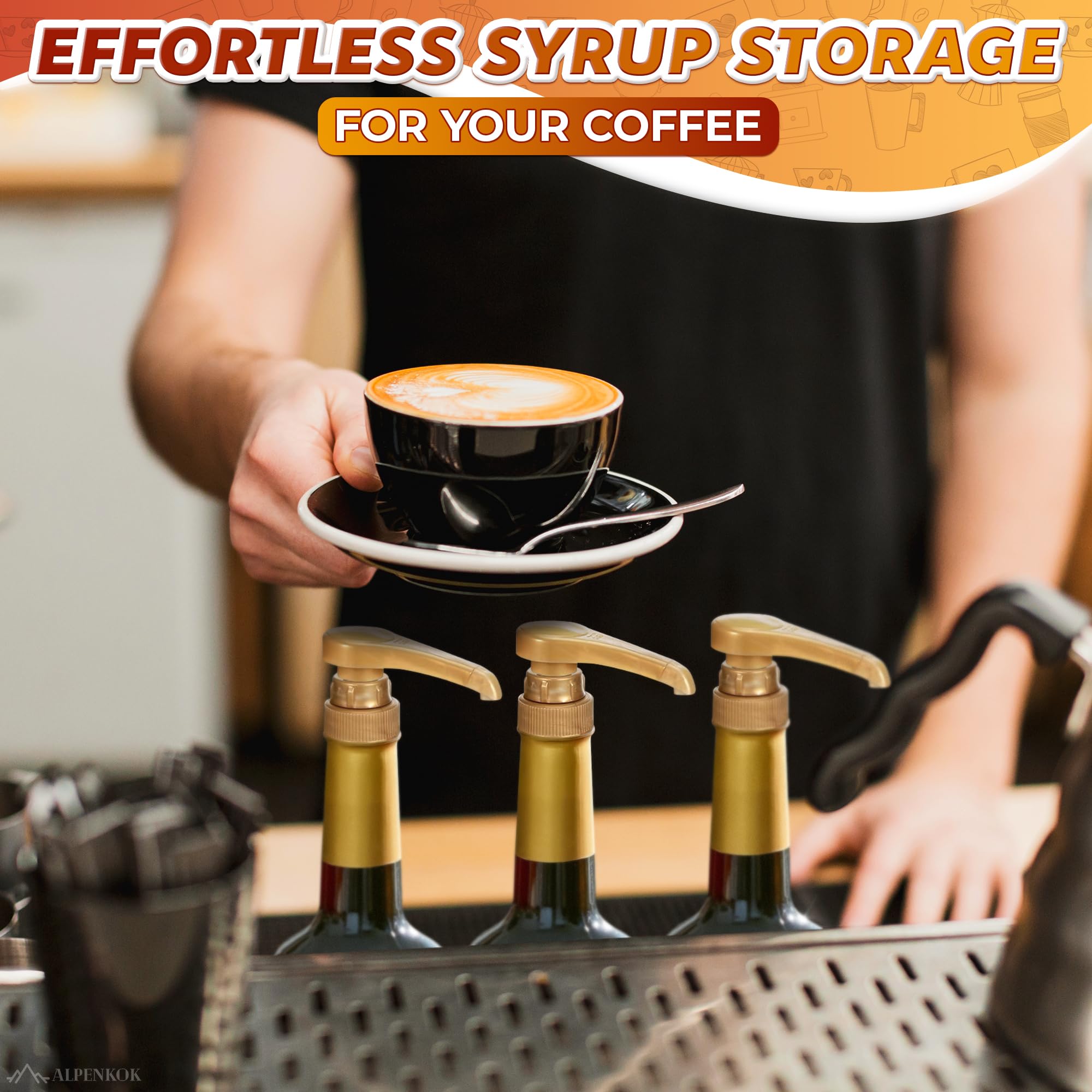 4 Pcs Coffee Syrup Pump Dispenser - Works as Skinny and Torani Syrup Pump - Fits Various 25.4 oz Bottles, Precise Dispensing 0.3oz & Lockable Design, Easy to Use & Clean, Ideal for Liquids