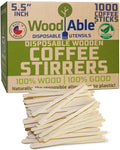 5.5 Inch Wooden Coffee Stirrers, 500 Count, Disposable & Compostable Wood Coffee Stick Stirrers | Eco-Friendly, Sustainable, Organic, Biodegradable, Vegan-Friendly Coffee Station Supplies