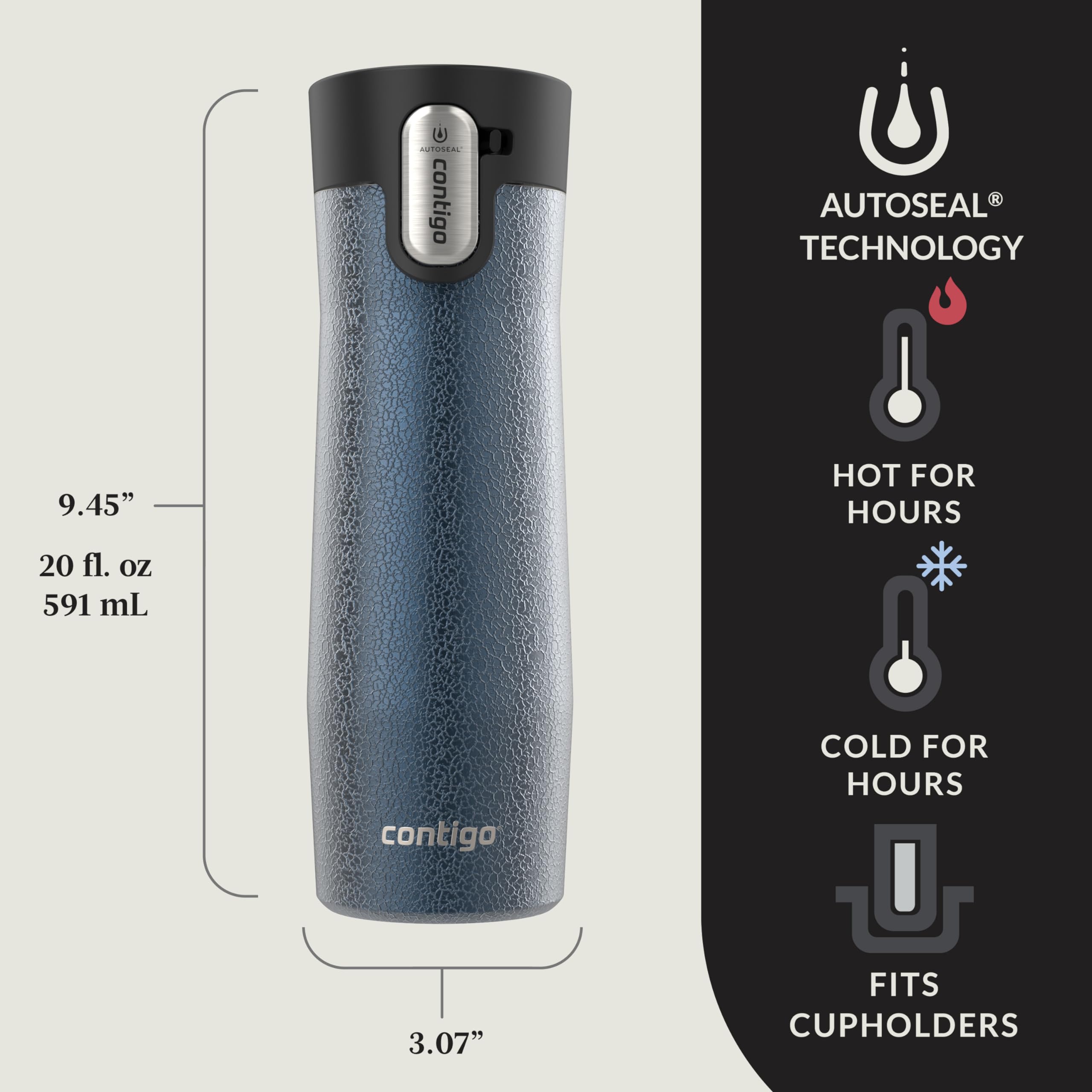 Contigo West Loop 2.0 Leak-Proof Spill-Proof Insulated Stainless Steel Travel Mug, 16oz., 2 Pack, Agave Metallic & Sake Metallic
