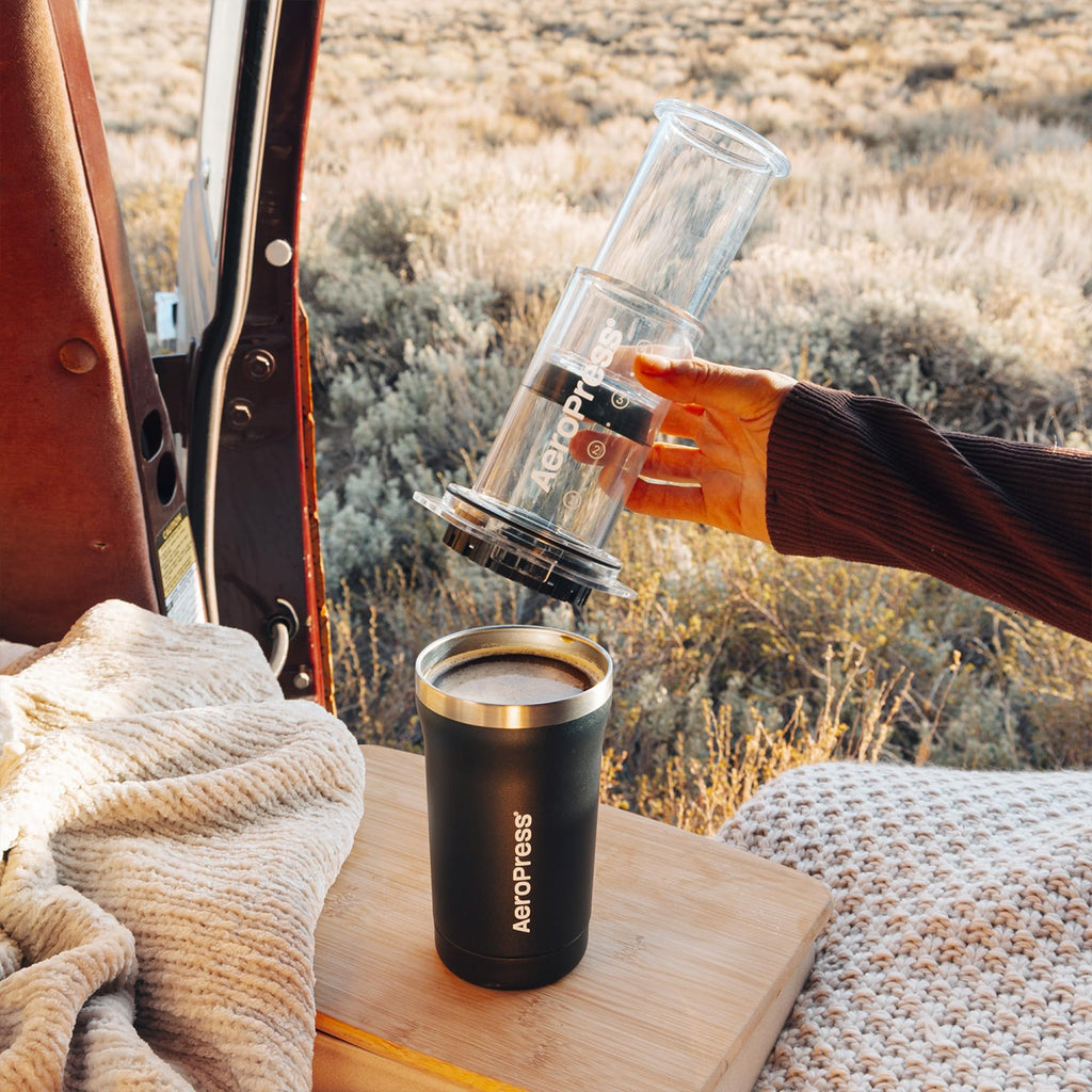 AeroPress Go, Extra Small Portable Coffee Maker Kit, Travel, Hiking & Camping, All-in-One French Press, Pour-Over & Espresso Style Manual Brewer, 2 Min Brew Makes a Less Bitter, More Flavorful Cup
