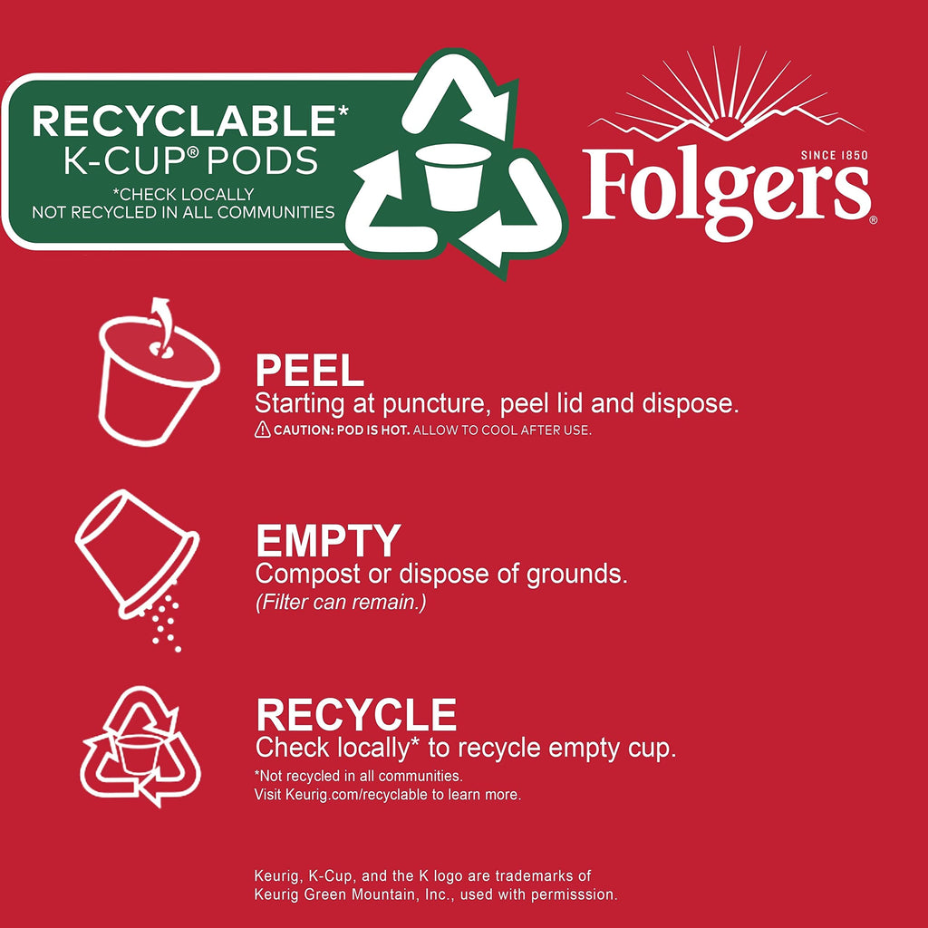 Folgers Black Silk, Dark Roast Coffee, Keurig K-Cup Pods, 12-Count Boxes (Pack of 6)