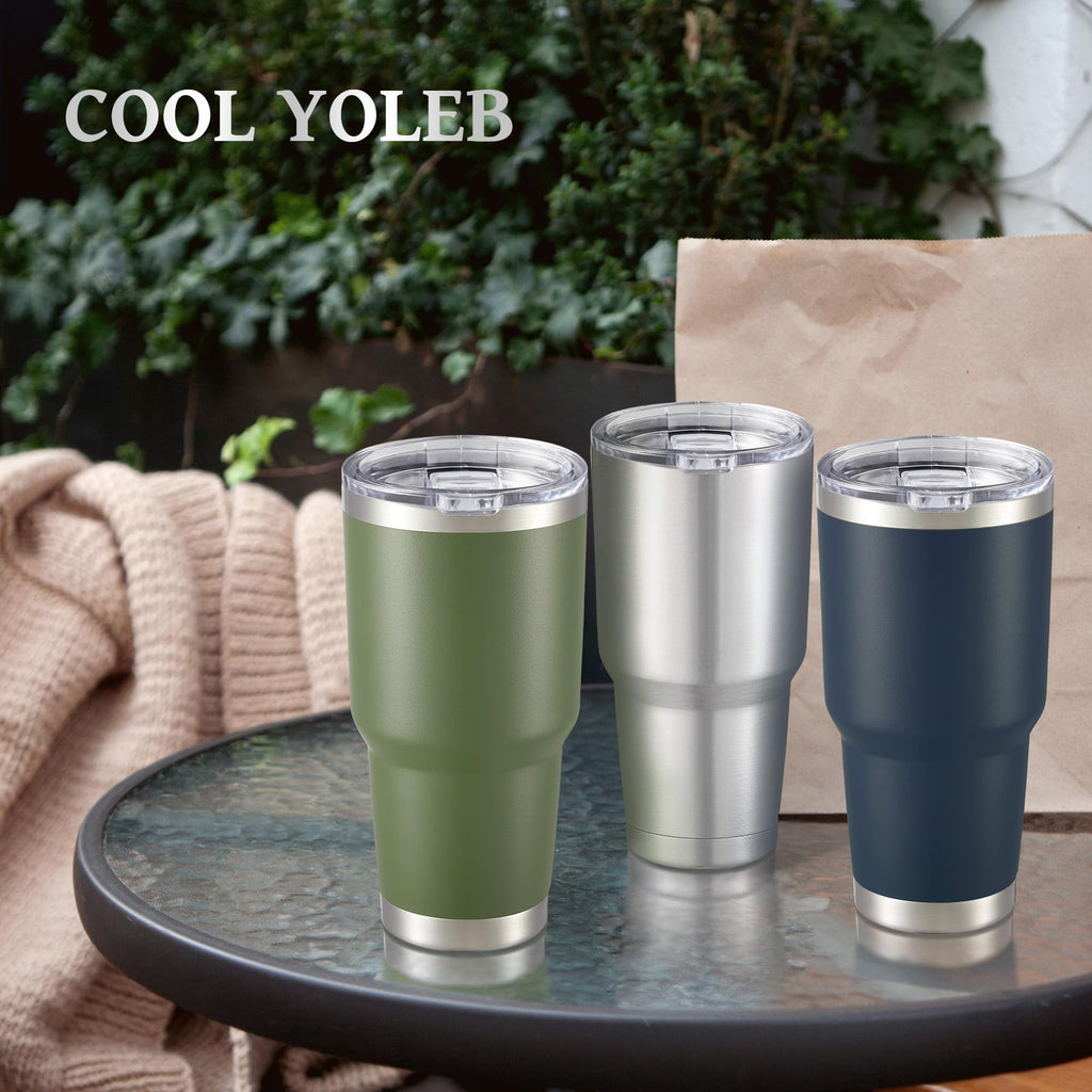 30 oz Tumbler with Lid Stainless Steel Tumblers Bulk Vacuum Insulated Cup Reusable Powder Coated Travel Mug Double Wall Leak Proof Cups Keep Cold Drinks for 12 Hours Black, Set of 8