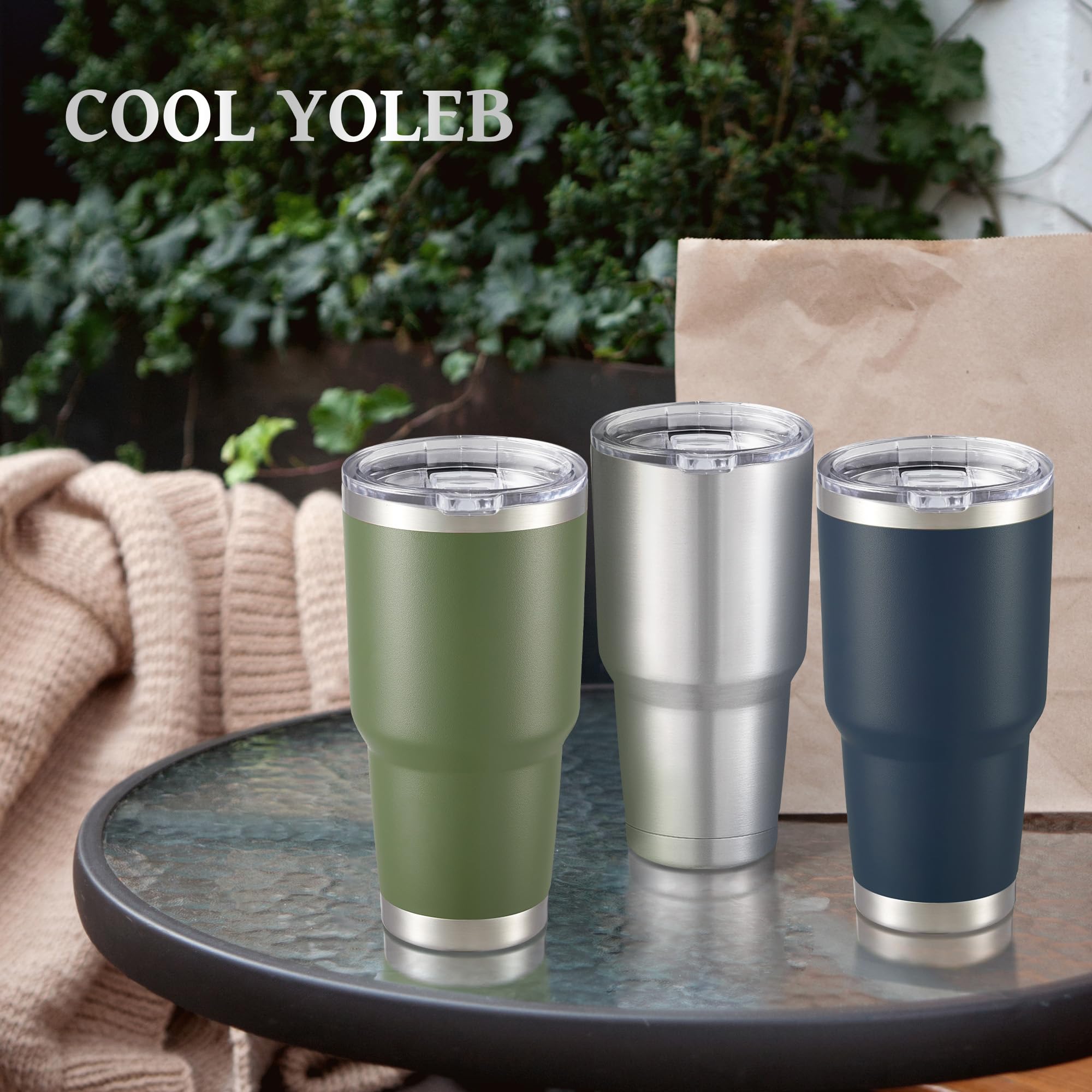 30 oz Tumbler with Lid Stainless Steel Tumblers Bulk Vacuum Insulated Cup Reusable Powder Coated Travel Mug Double Wall Leak Proof Cups Keep Cold Drinks for 12 Hours Black, Set of 8