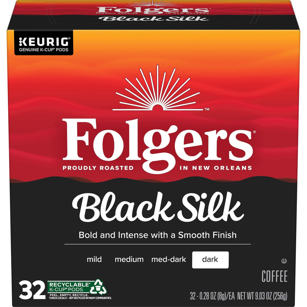 Folgers Black Silk, Dark Roast Coffee, Keurig K-Cup Pods, 12-Count Boxes (Pack of 6)