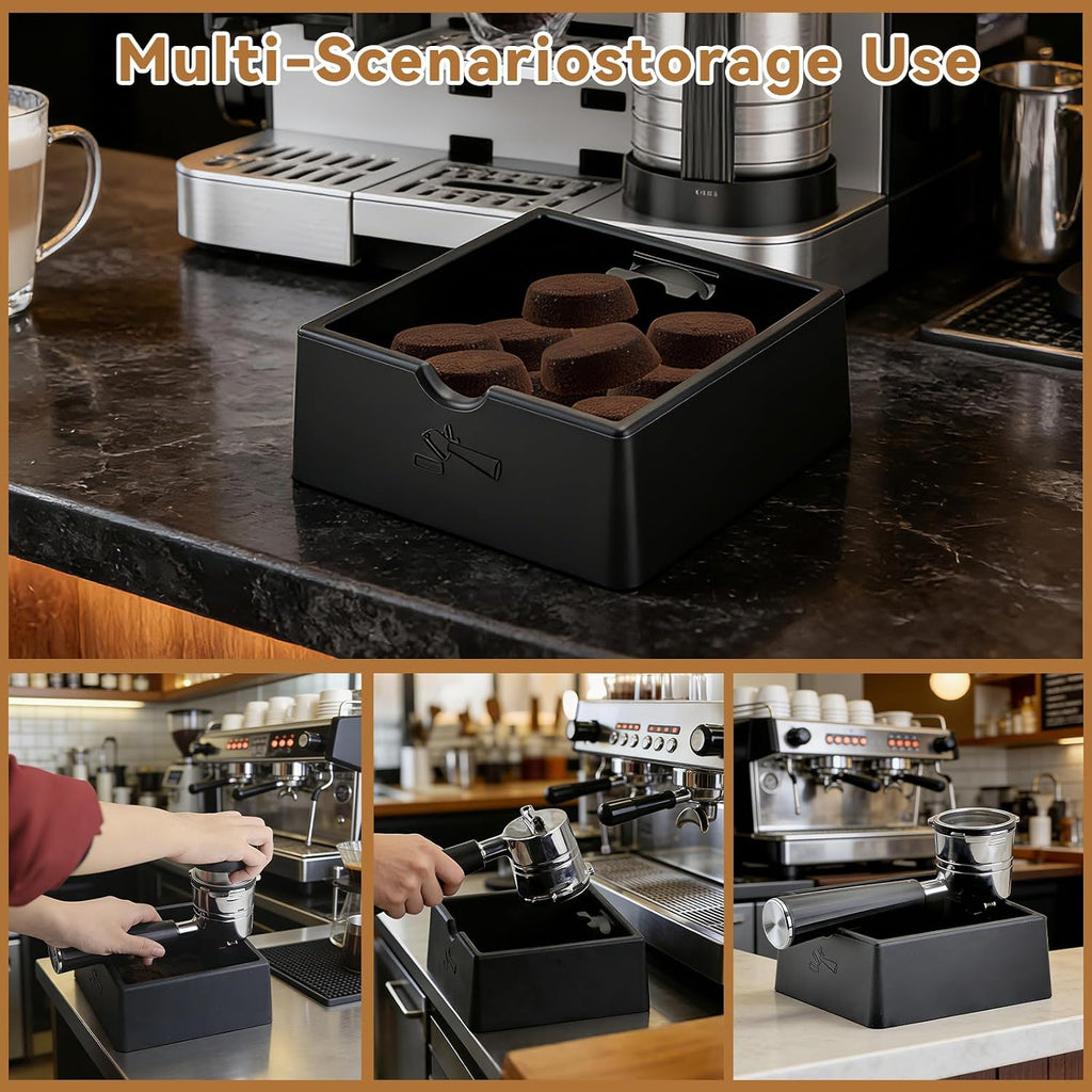 Silicone Espresso Knock Box, Quiet Non-Slip Coffee Puck Bin, Durable Barista Knock Box for Coffee Grounds, Universal Countertop Espresso Accessories