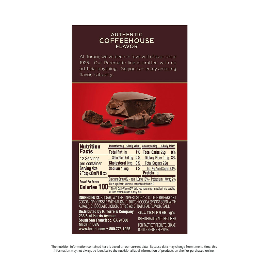 Torani Puremade Dessert & Drink Sauce Variety Pack, Chocolate Caramel, Dark Chocolate, White Chocolate & Caramel, 16.5 fl oz (Set of 4)
