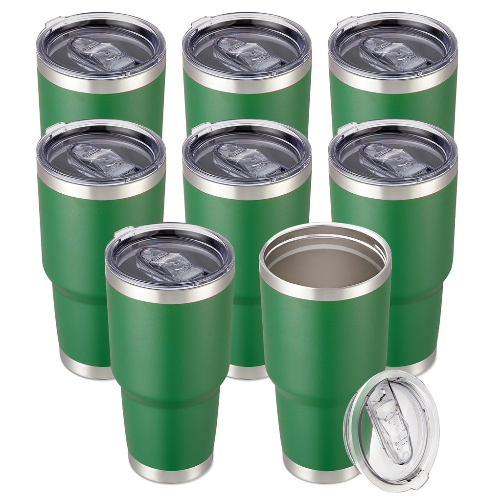 30 oz Tumbler with Lid Stainless Steel Tumblers Bulk Vacuum Insulated Cup Reusable Powder Coated Travel Mug Double Wall Leak Proof Cups Keep Cold Drinks for 12 Hours Black, Set of 8