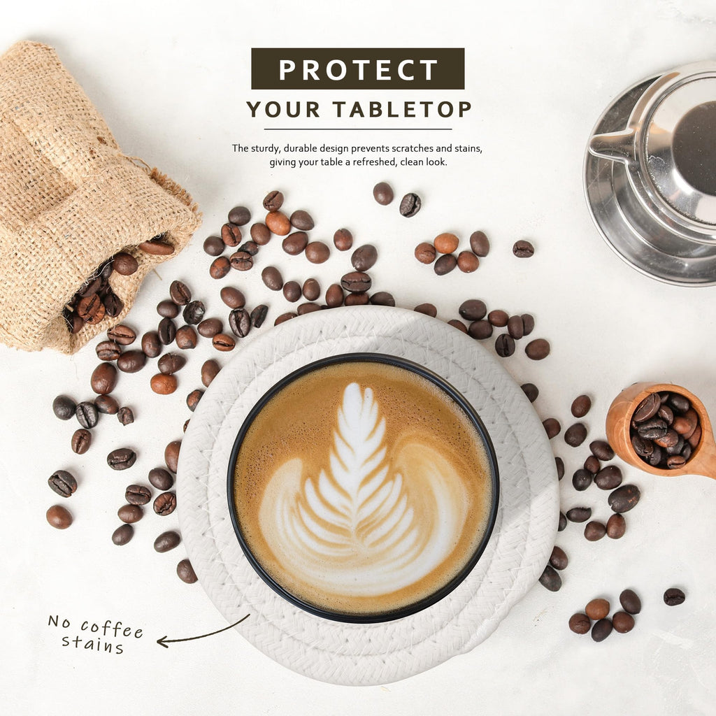 Lazebox Coasters Set of 8 for Drinks, 4 Inch Large Coasters for Coffee Table, Tabletop Protection for Hot & Cold Drinks, Versatile Coasters for Home Decor, Non-Slip & Easy to Clean, Coffee
