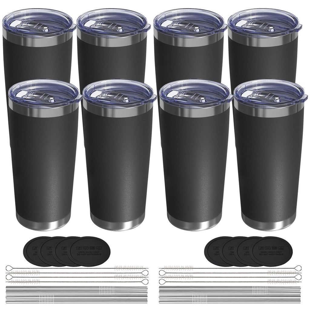 Travel Coffee Tumbler 20oz, Travel Coffee Mug with Dual Lids and Straw, Stainless Steel Double Wall Vacuum Insulated Tumbler for Hot/Iced Drinks (Textured Matte, Navy Blue)