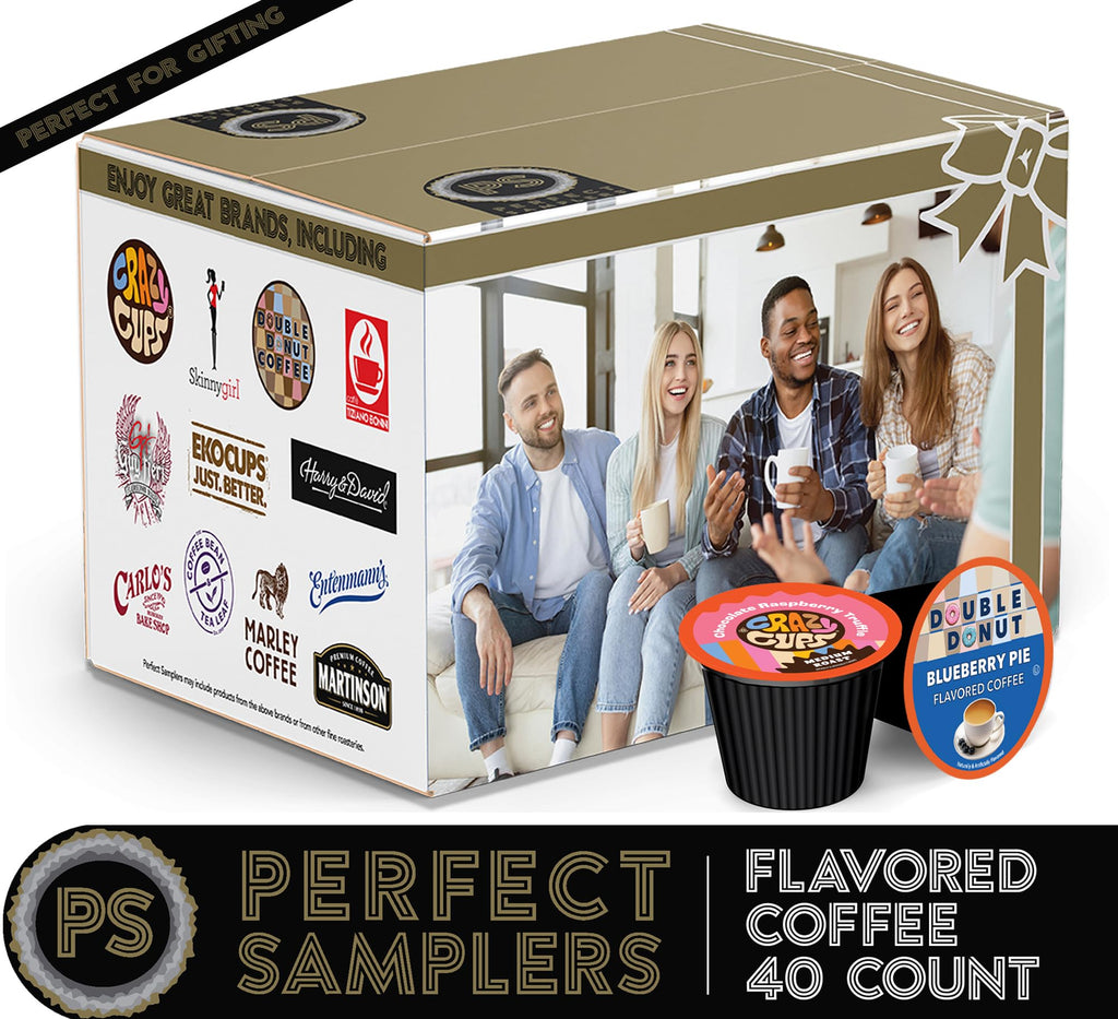 Crazy Cups Flavored Coffee Pods Variety Pack for Keurig K Cups Brewers, Assorted Flavored Coffee Sampler, 40 Count