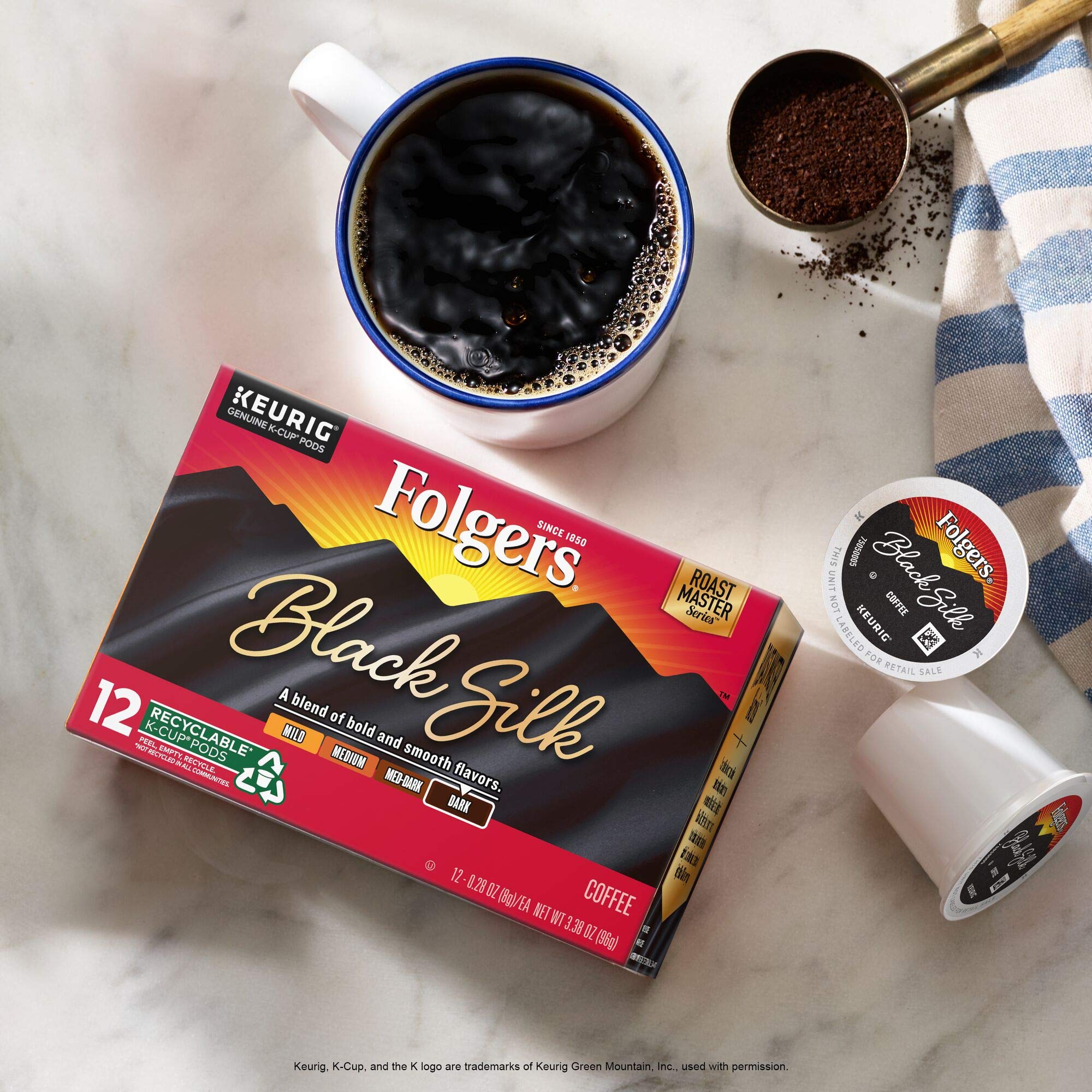 Folgers French Vanilla Artificially Flavored Coffee, Keurig K-Cup pods, 10 Count Box (Pack of 6)