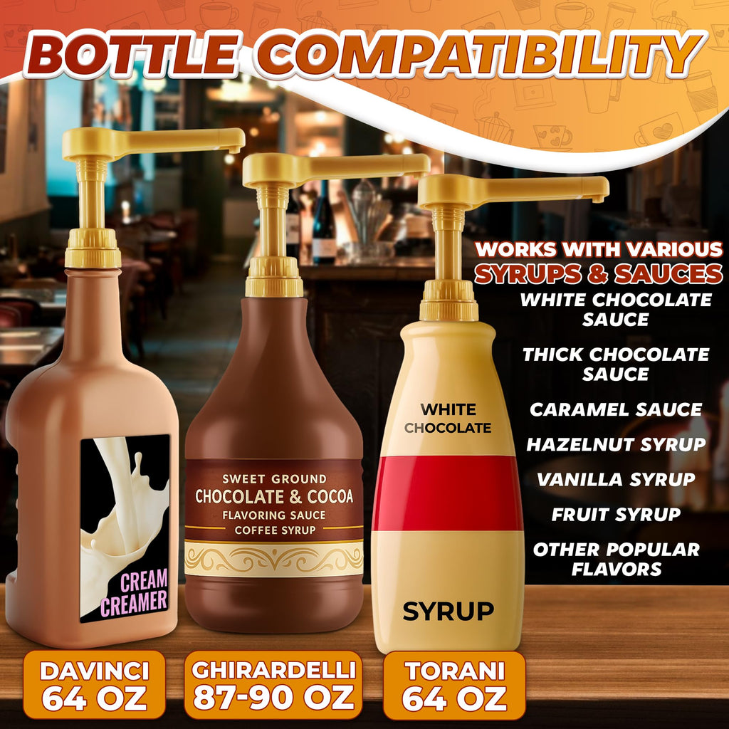 4 Pcs Coffee Syrup Pump Dispenser - Works as Skinny and Torani Syrup Pump - Fits Various 25.4 oz Bottles, Precise Dispensing 0.3oz & Lockable Design, Easy to Use & Clean, Ideal for Liquids