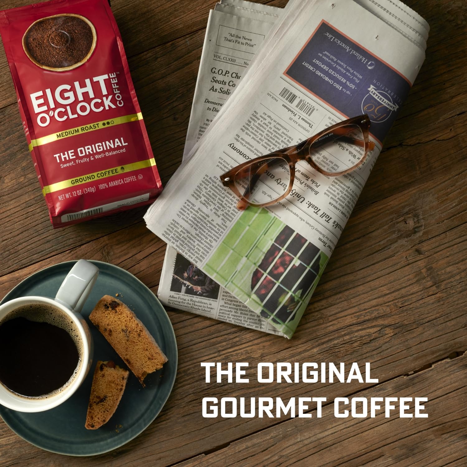 Eight O'Clock Coffee The Original, Medium Roast Whole Bean Coffee, Sweet, Fruity, Well Balanced, 30 Ounce (Pack of 1)