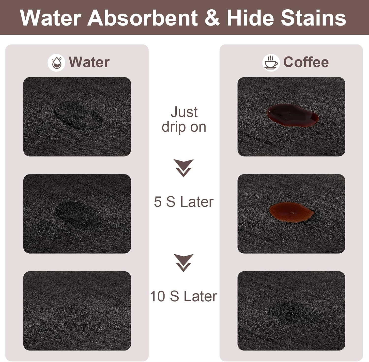 Absorbent Coffee Mat, Fashion Dish Drying Mat for Kitchen Counter Coffee Bar Accessories Espresso Machine Dish Rack 12" x 20" Black