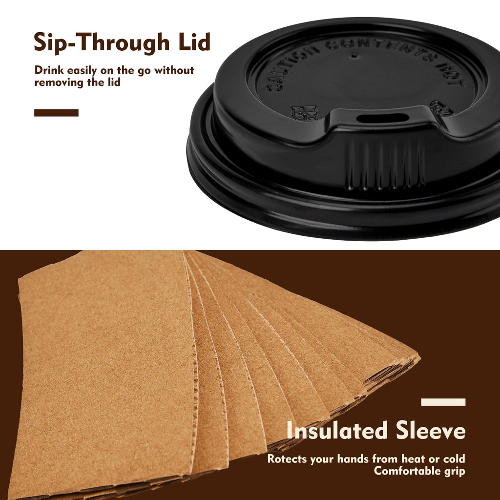 YEEHAW 100 Pack 16 oz Disposable Coffee Cups with Lids, Heat & Leak-proof Paper Cups, to Go Coffee Cups for Hot & Cold Beverage