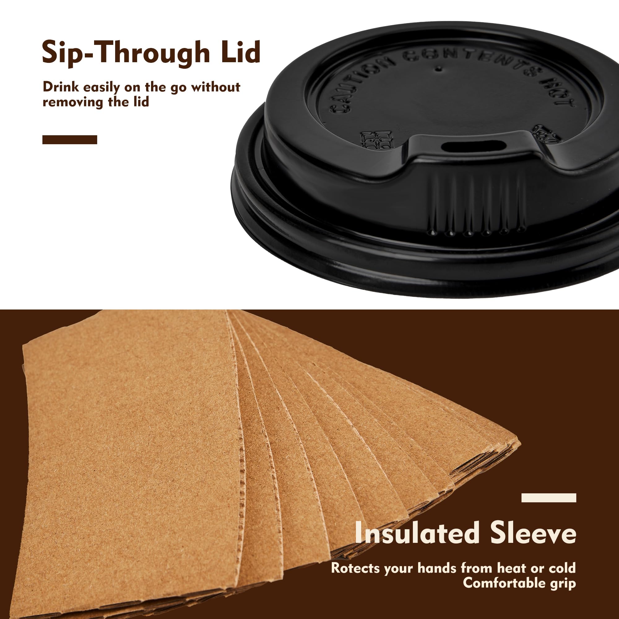 YEEHAW 100 Pack 16 oz Disposable Coffee Cups with Lids, Heat & Leak-proof Paper Cups, to Go Coffee Cups for Hot & Cold Beverage