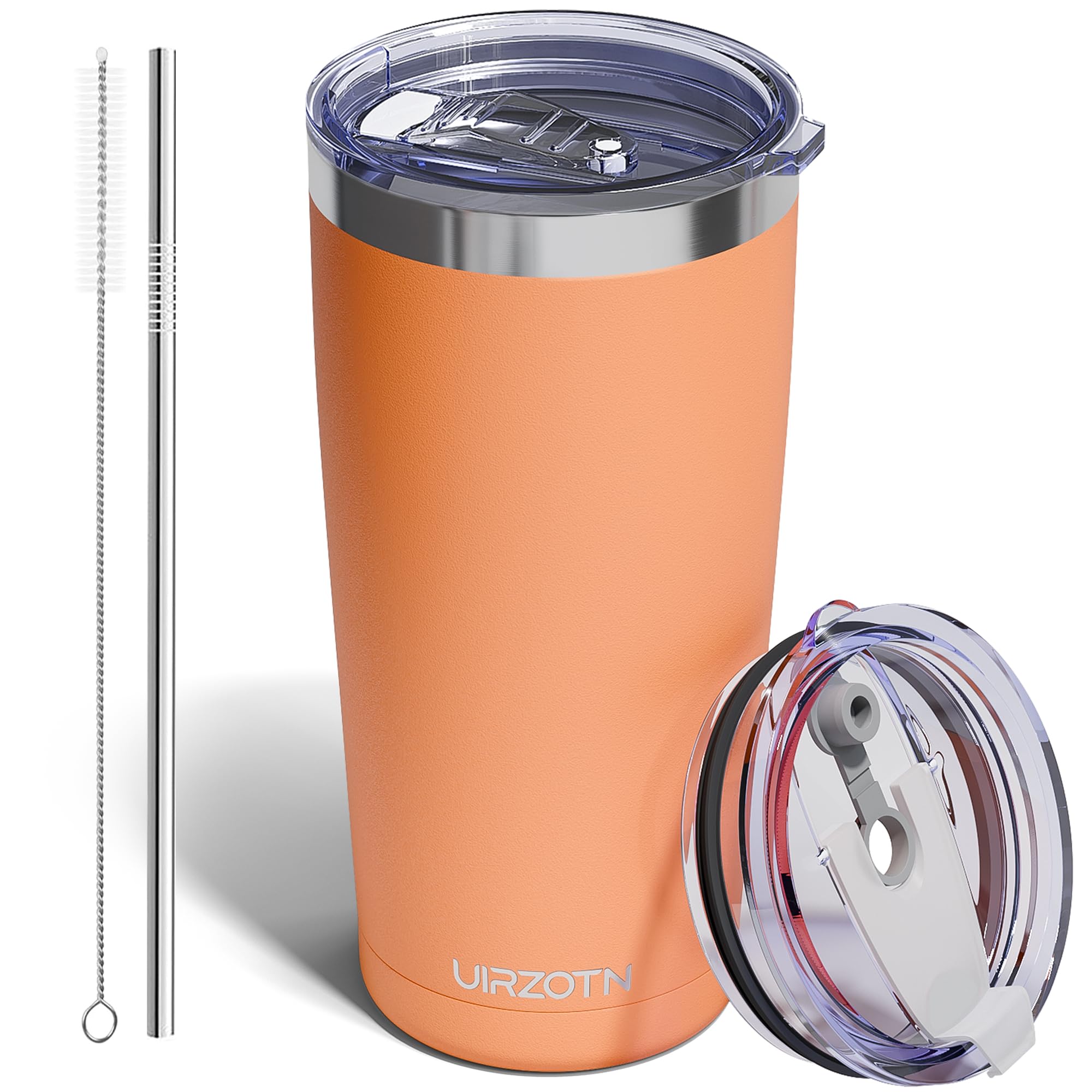 Travel Coffee Tumbler 20oz, Travel Coffee Mug with Dual Lids and Straw, Stainless Steel Double Wall Vacuum Insulated Tumbler for Hot/Iced Drinks (Textured Matte, Navy Blue)