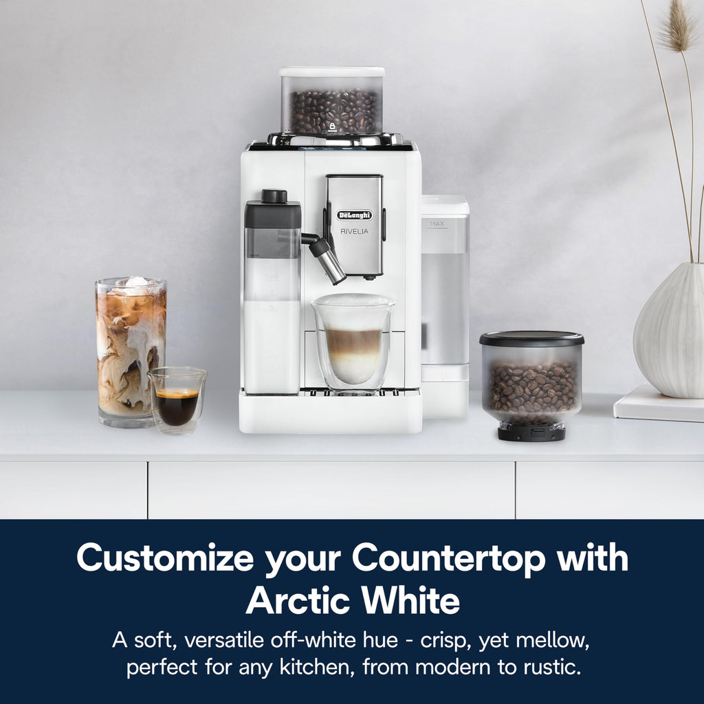 De'Longhi Rivelia Automatic Espresso Machine with Grinder & Milk Frother – All-in-One Coffee Maker, Hot & Iced Latte, Cappuccino, Bean Switch System, Burr Grinder, Compact Italian Design, Black