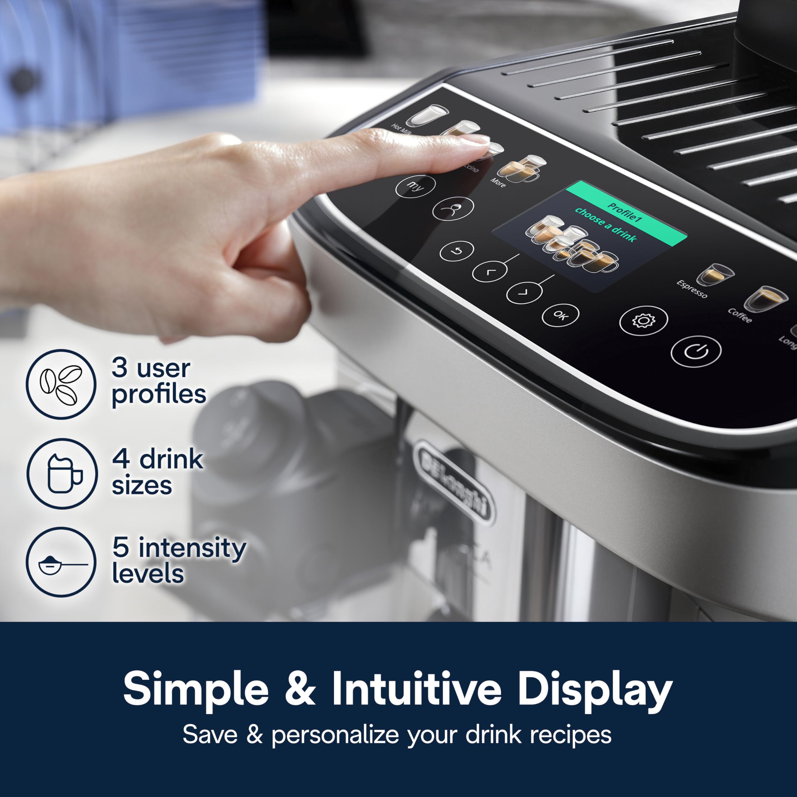 De'Longhi Magnifica Evo Automatic Espresso & Coffee Machine with Auto Milk Frother, Built-in Grinder & Auto-Clean Function - For Latte, Cappuccino, Americano, Iced Coffee, ECAM29084SB , Silver