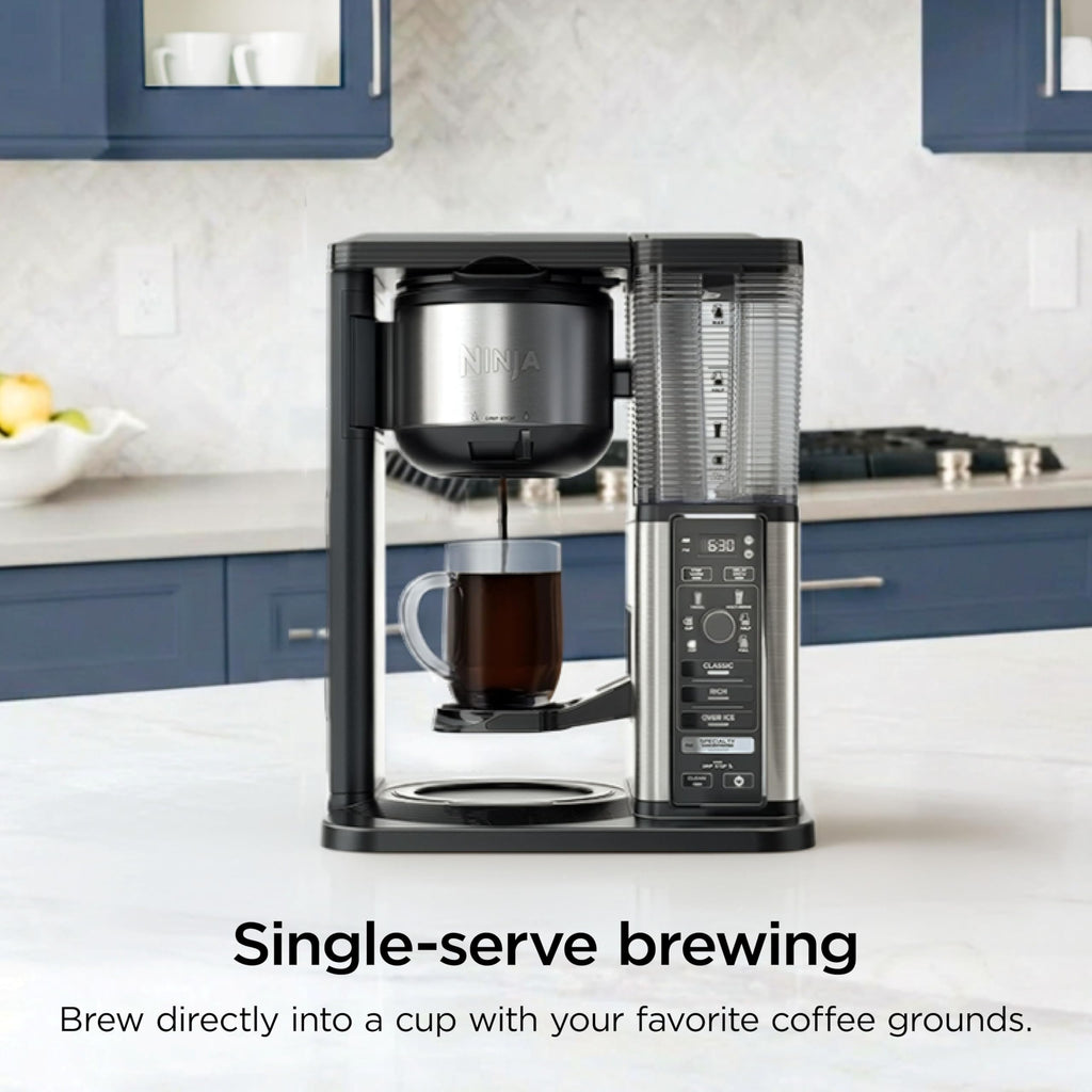 Ninja Specialty Coffee Maker | Includes 10-Cup Carafe, Fold-Away Frother, Permanent Filter & Removable, Dishwasher Safe Reservoir | 6 Brew Styles, 8 Cup to Travel Mug to Pot Sizes | Black | CM401