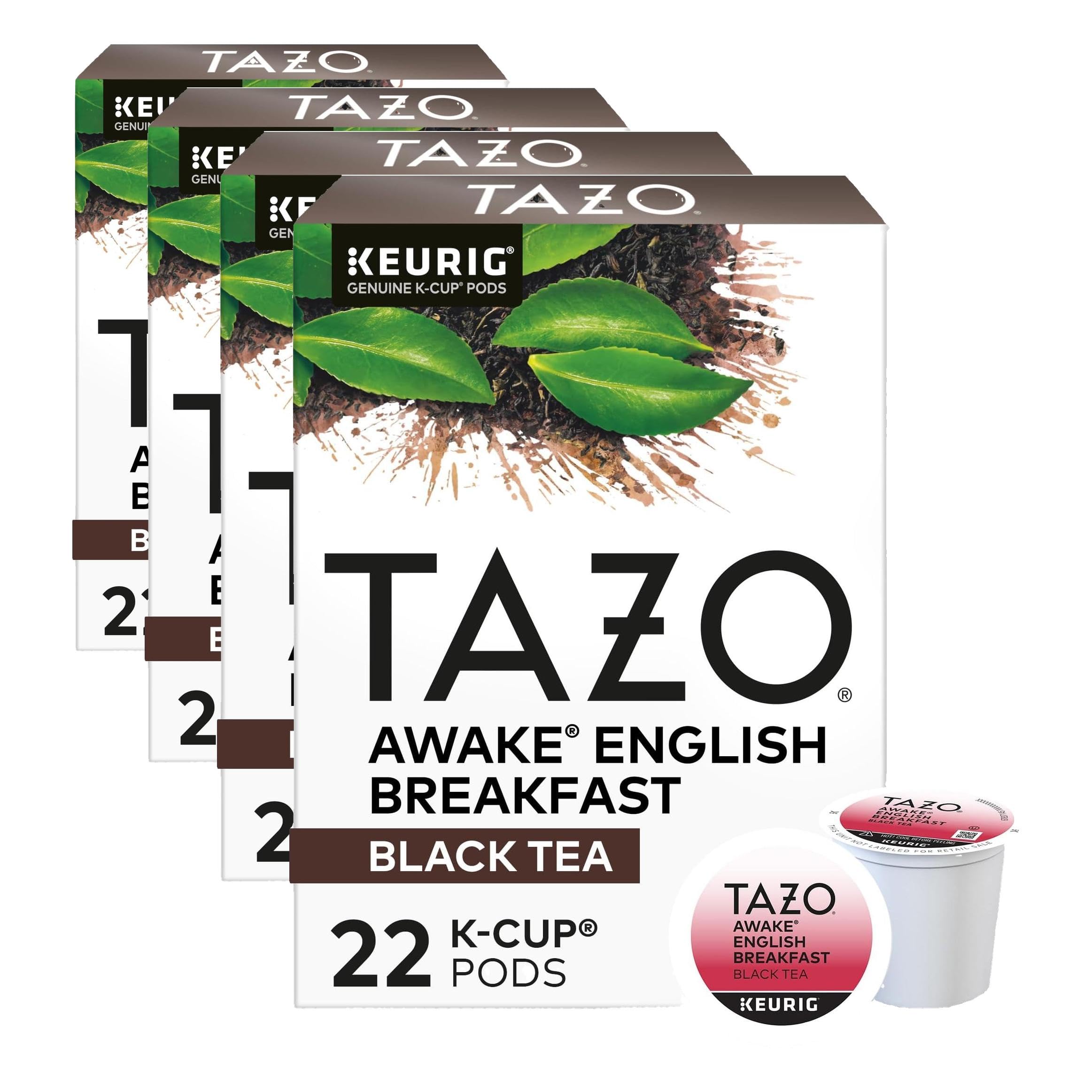 TAZO Awake English Breakfast Tea K-Cups, Bold Traditional Breakfast-Style Black Tea for Health and Wellness, 22 Pods