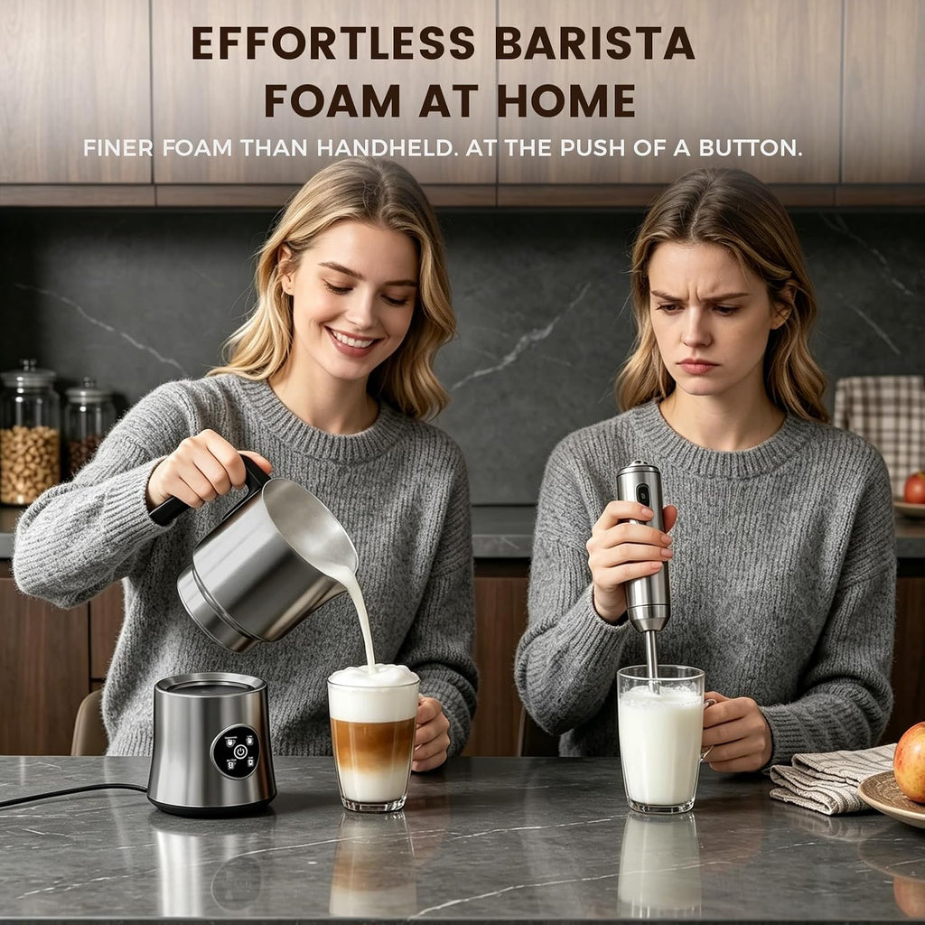 Milk Frother and Steamer, 4-in-1 Automatic Hot and Cold Foam Maker with 900ml Detachable Stainless Steel Jug, Electric Frother for Latte, Cappuccino, Macchiato, Hot Chocolate