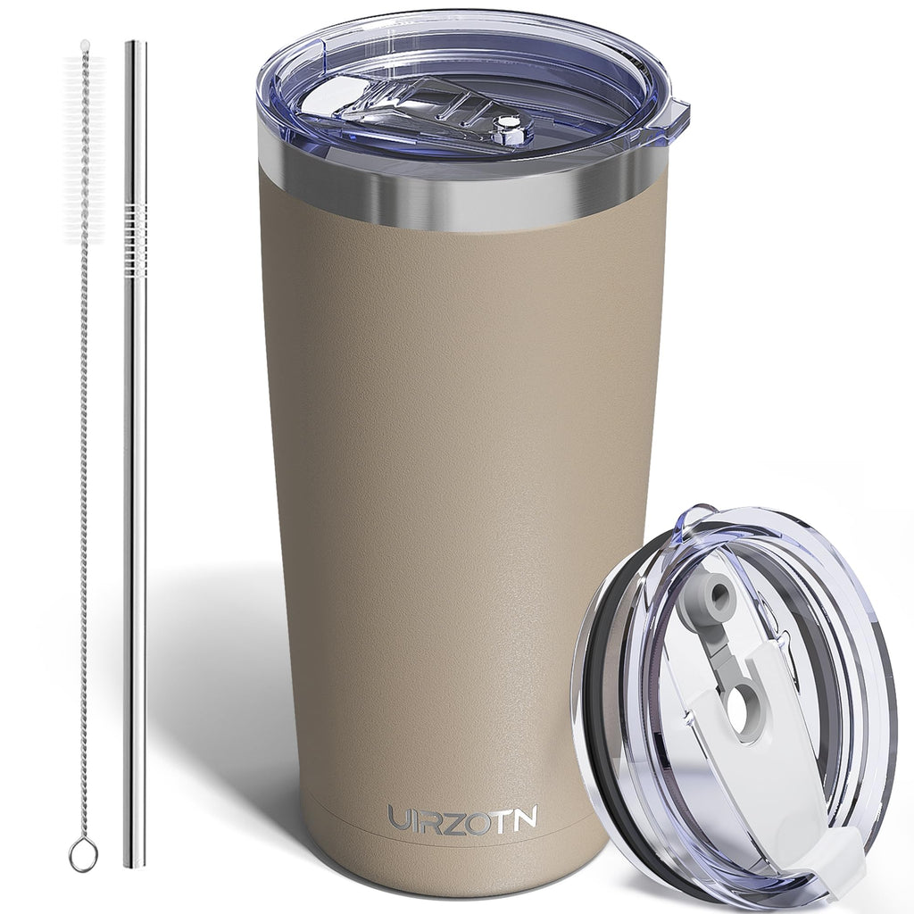 Travel Coffee Tumbler 20oz, Travel Coffee Mug with Dual Lids and Straw, Stainless Steel Double Wall Vacuum Insulated Tumbler for Hot/Iced Drinks (Textured Matte, Navy Blue)