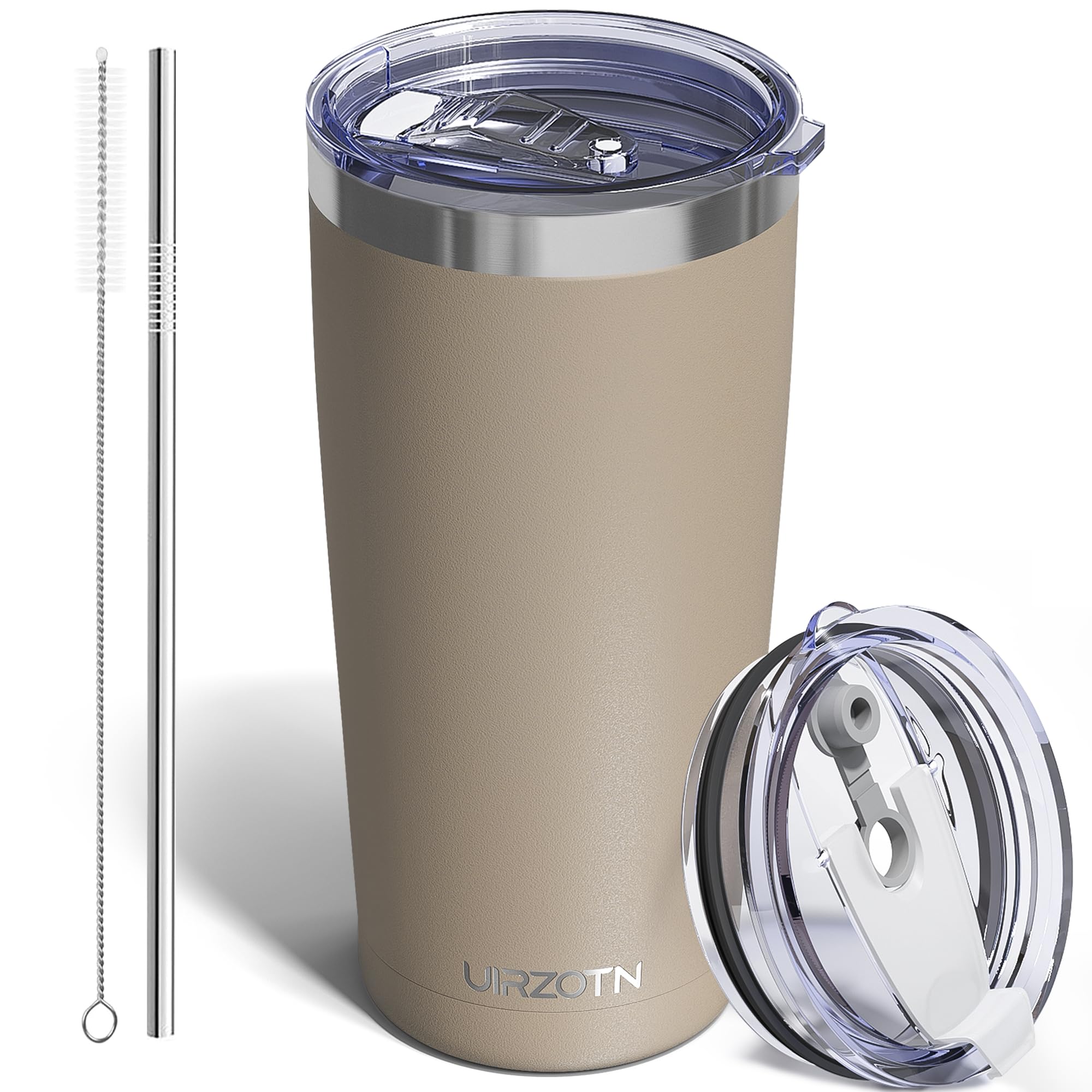 Travel Coffee Tumbler 20oz, Travel Coffee Mug with Dual Lids and Straw, Stainless Steel Double Wall Vacuum Insulated Tumbler for Hot/Iced Drinks (Textured Matte, Navy Blue)