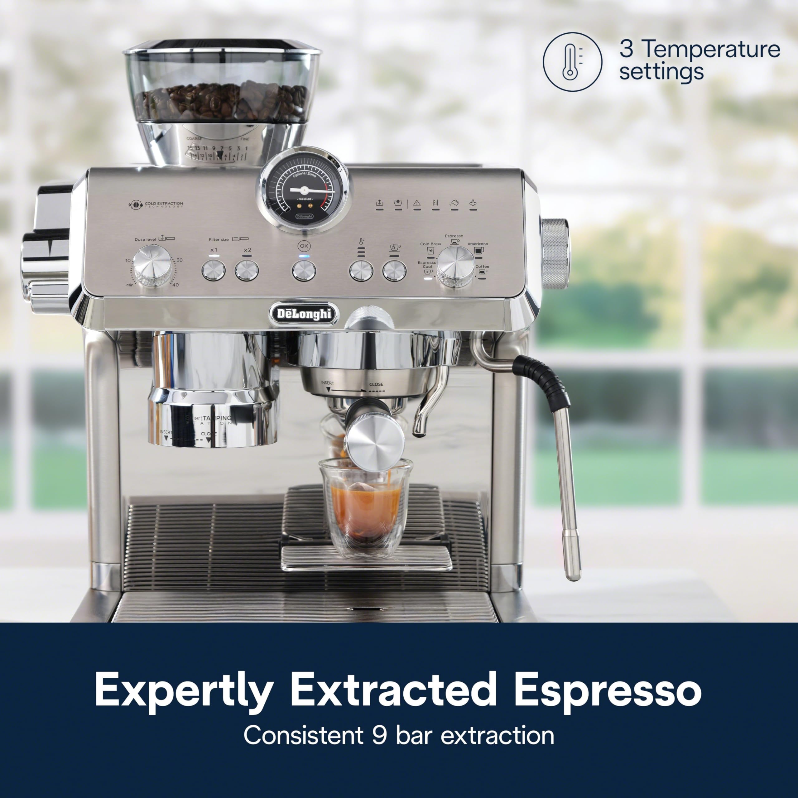 De'Longhi La Specialista Arte Evo Espresso Machine - Compact Cold Brew Coffee Maker with Grinder, Milk Steam Wand/Frother & Tamping Tools - Home Barista Kit for Lattes, Cappuccinos, Iced Coffee