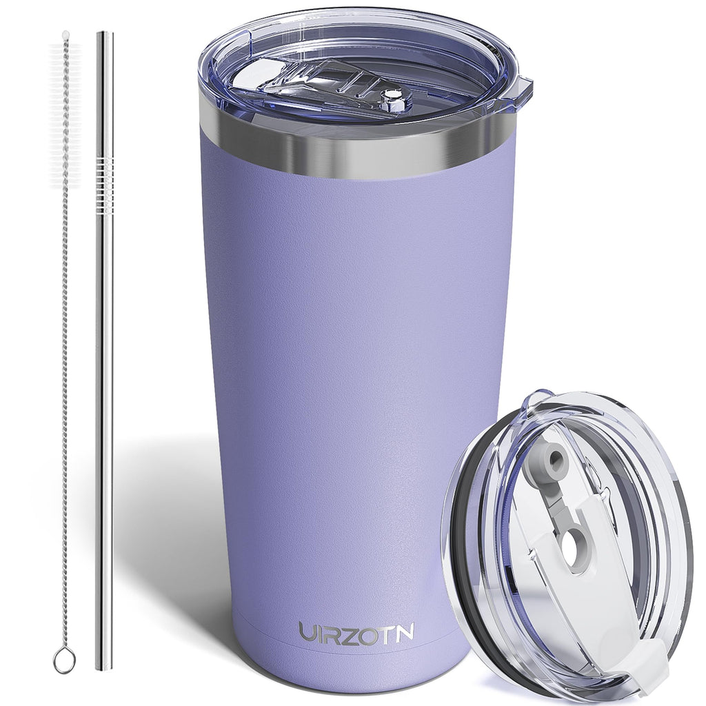 Travel Coffee Tumbler 20oz, Travel Coffee Mug with Dual Lids and Straw, Stainless Steel Double Wall Vacuum Insulated Tumbler for Hot/Iced Drinks (Textured Matte, Navy Blue)