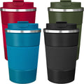 4 Pack Insulated Coffee Mug with Lid 17oz Travel Coffee Tumbler Stainless Steel Reusable Coffee Cups Thermal Coffee Mug for Hot and Iced Cold Drinks, Multicolor