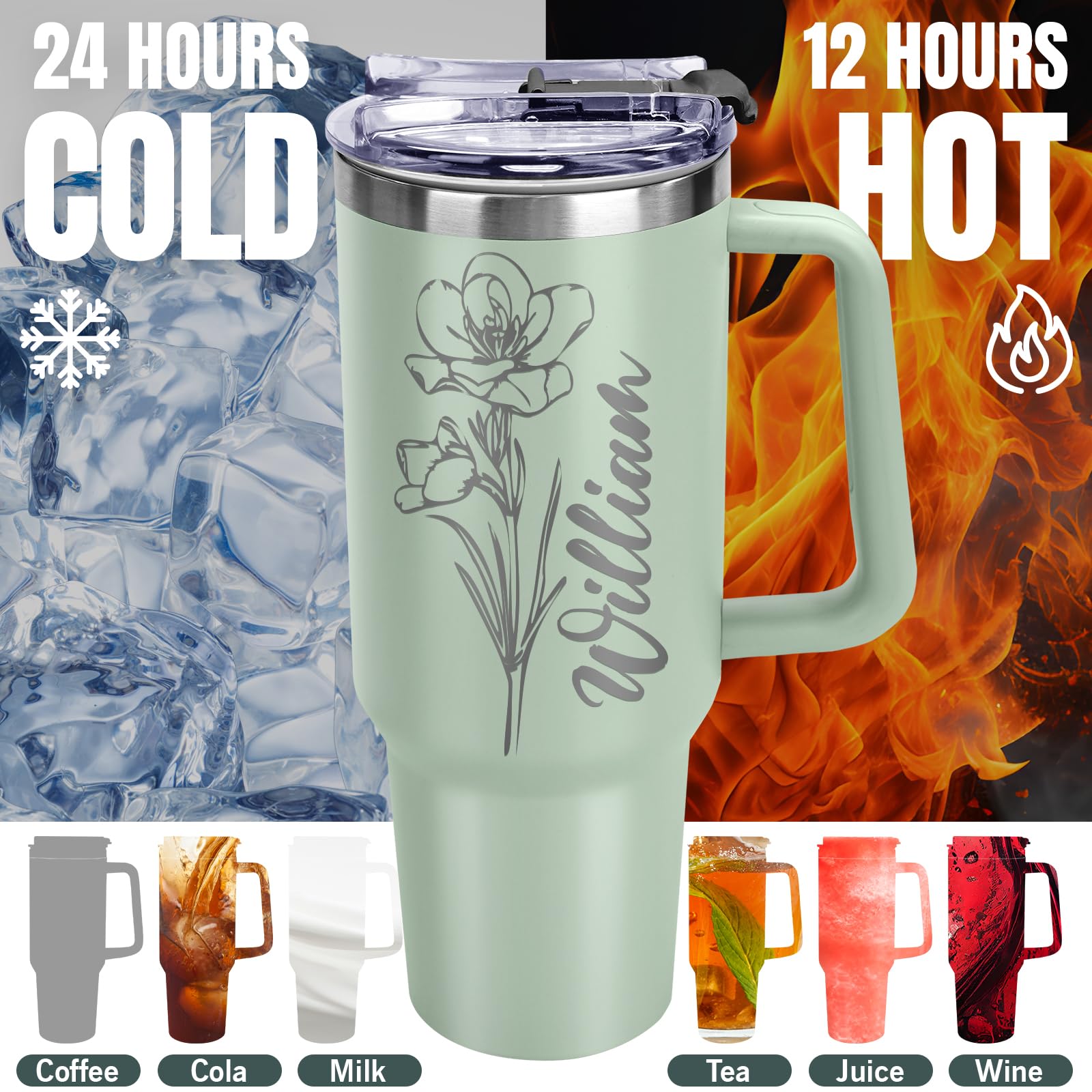 Personalized Tumbler Custom Coffee Tumbler Laser Engrave with Name 20 Oz Stainless Steel Travel Tumbler Cup Mug Personalized Gifts for Birthday Christmas Anniversary for Men Women Kids