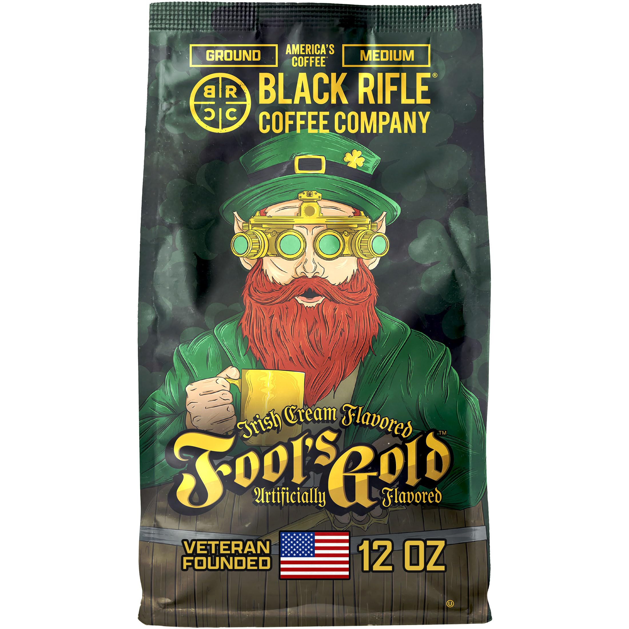 Black Rifle Coffee Company Just Black, 18oz Bag, Ground Coffee Medium Roast - Roasted Blend Made from Arabica Beans - Colombian & Brazilian Beans - Veteran Founded & American Made