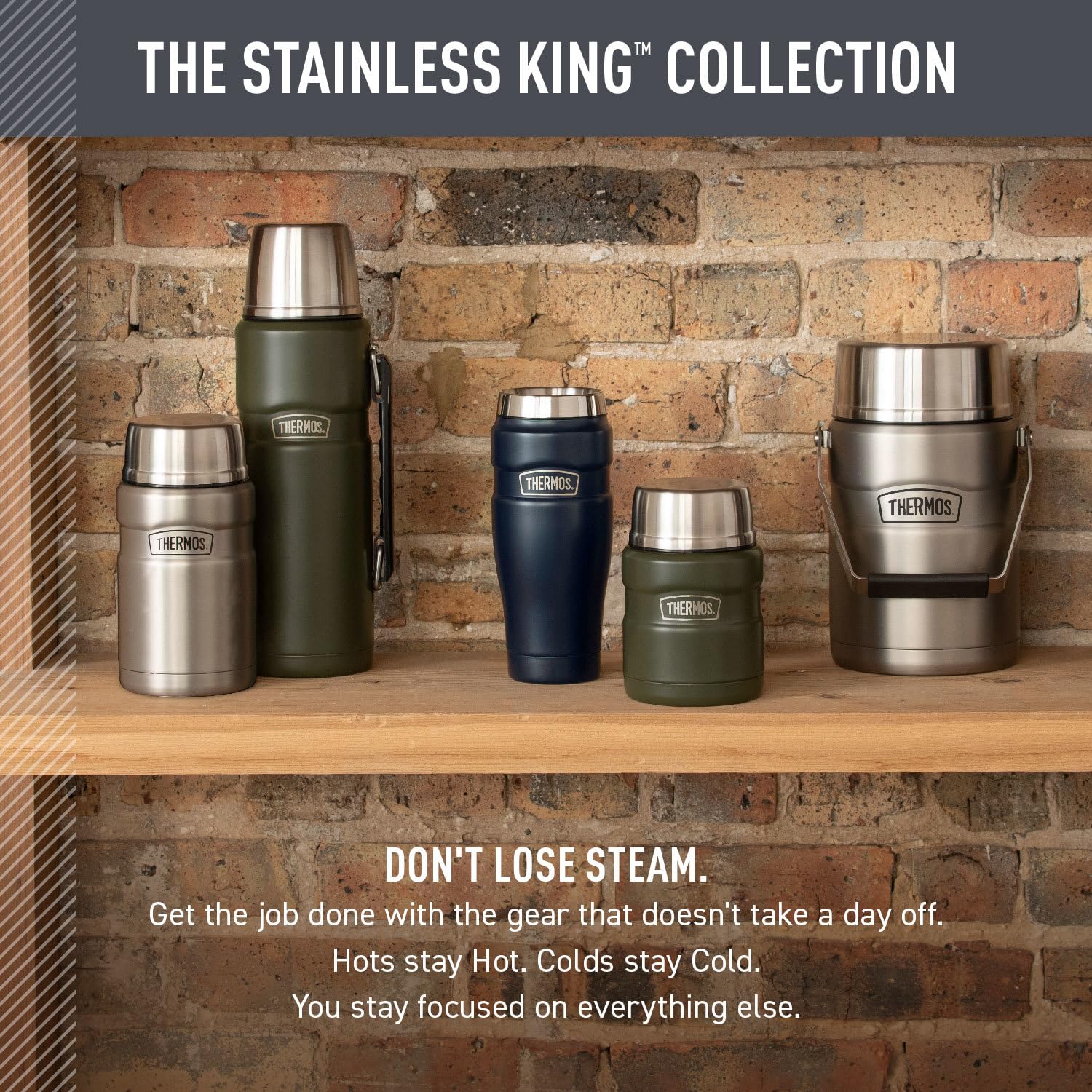 THERMOS Stainless King Vacuum-Insulated Travel Mug with Handle - 16oz, Midnight Blue - Thermos Tumbler for Hot & Cold Drinks - Leak & Sweat-Proof Stainless Steel Coffee Mug with Lid for Commuting