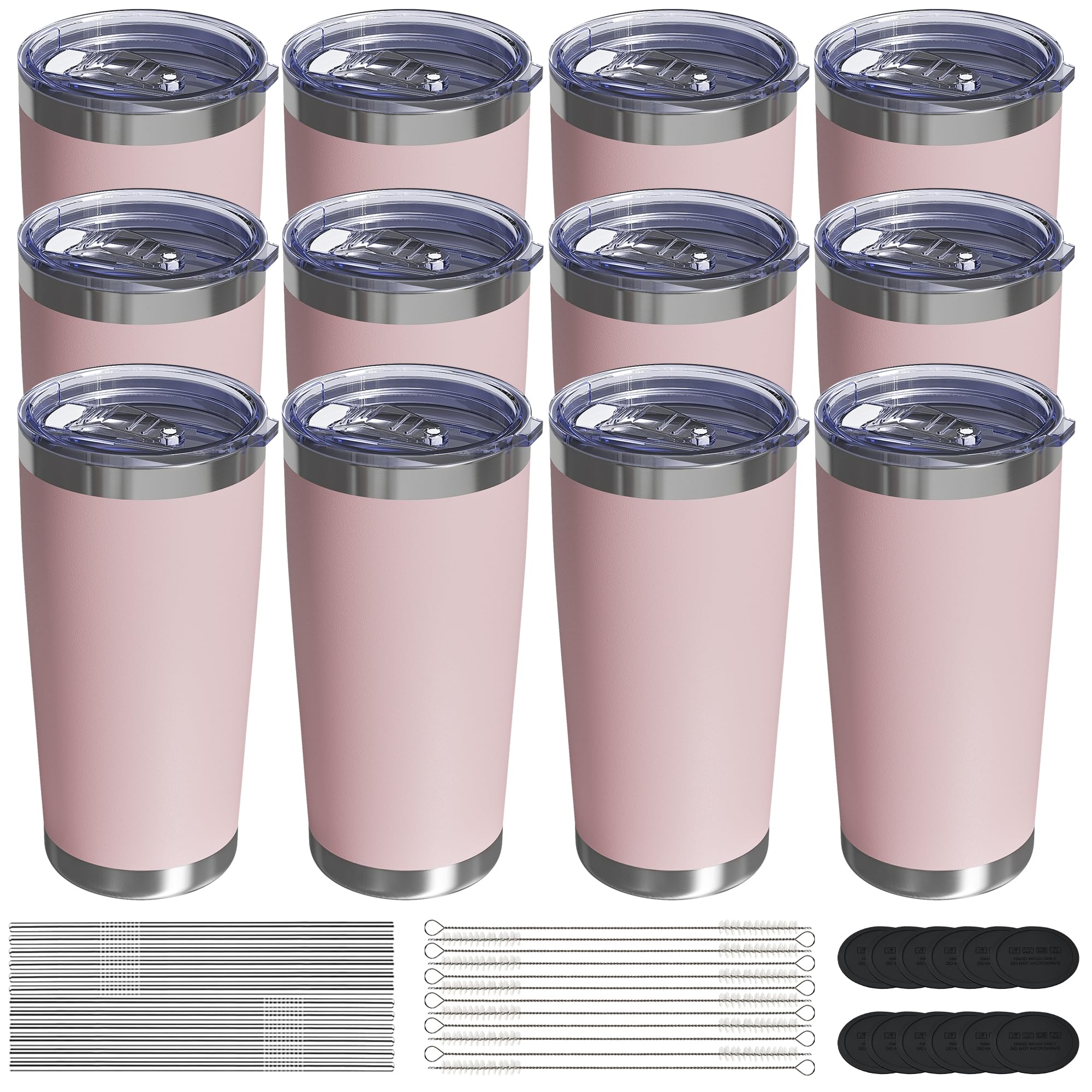 Travel Coffee Tumbler 20oz, Travel Coffee Mug with Dual Lids and Straw, Stainless Steel Double Wall Vacuum Insulated Tumbler for Hot/Iced Drinks (Textured Matte, Navy Blue)