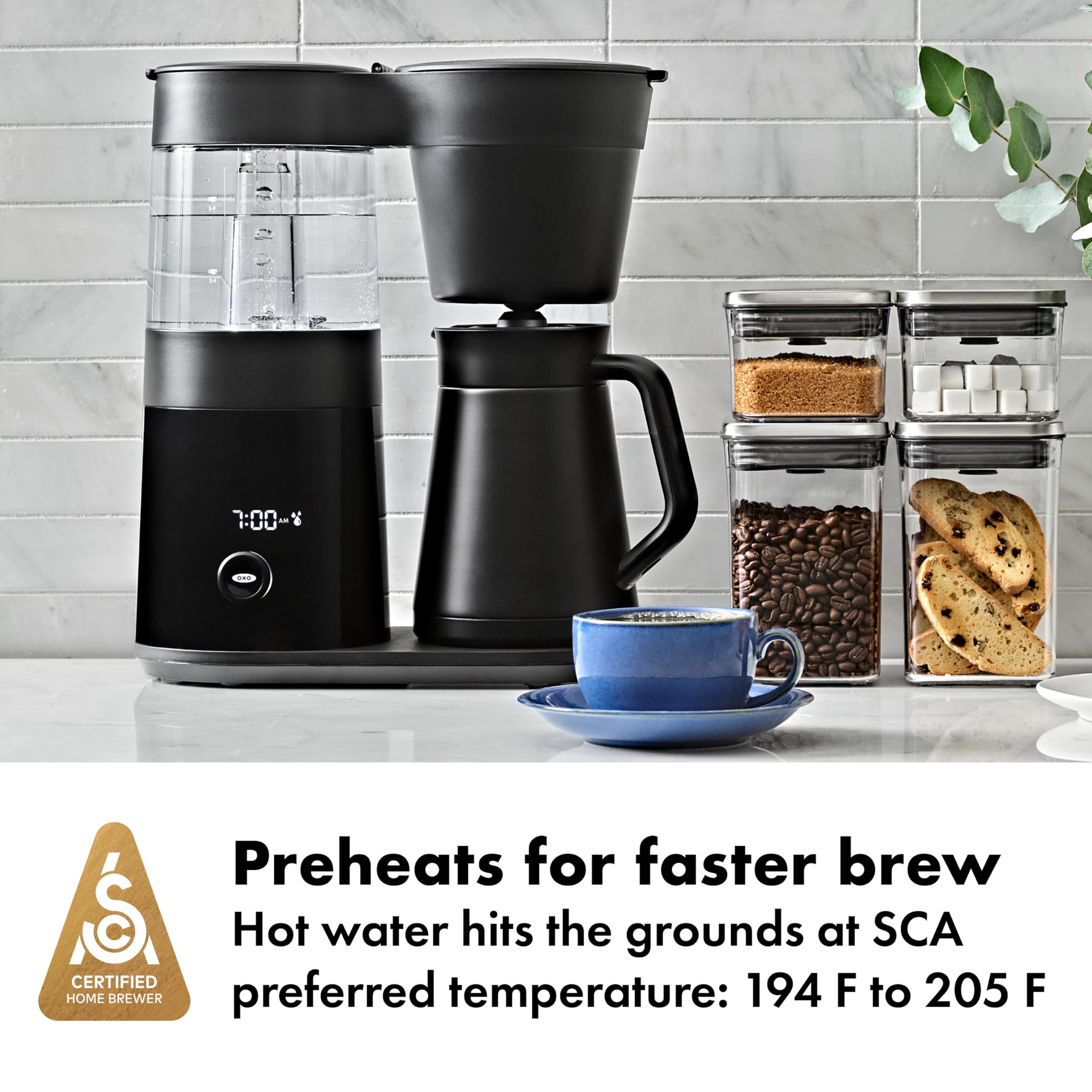 OXO Brew 9-Cup Coffee Maker – Stainless Steel, Programmable Coffee Machine with Single Serve or Full Carafe Options, SCA Certified Home Brewer