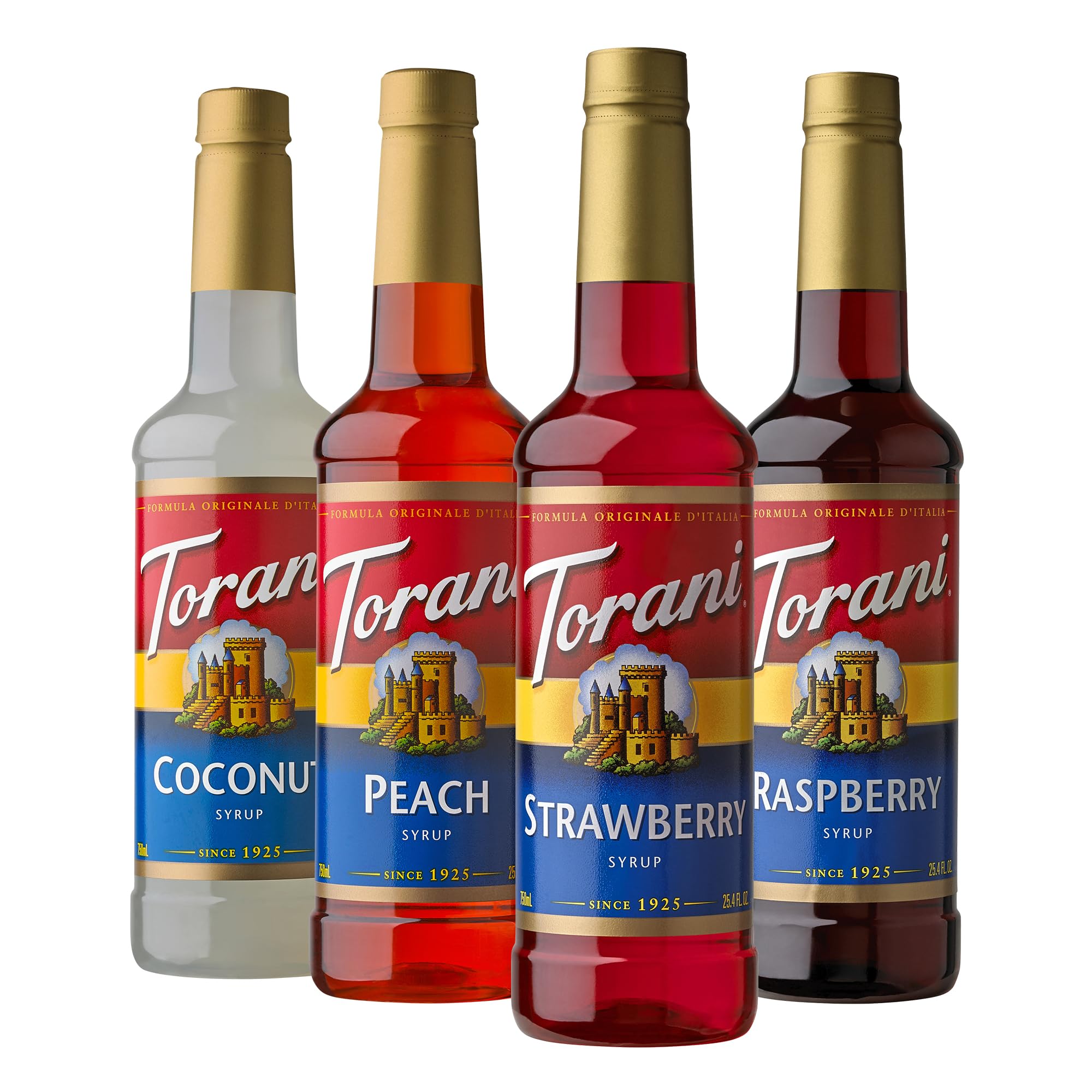 Torani Variety Pack Caramel, French Vanilla, Vanilla & Hazelnut, 25.4 Ounces (Pack of 4)