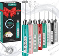 YUSWKO Black Handheld Milk Frother Wand for Coffee, Rechargeable Electric Whisk with 3 Heads 3 Speeds Drink Mixer Coffee Frother For Latte, Cappuccino, Hot Chocolate, Egg