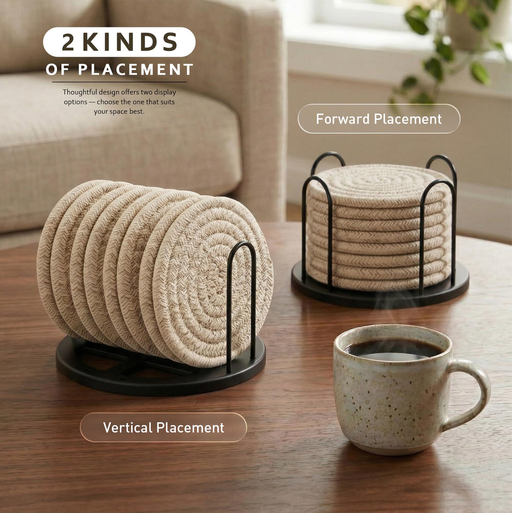 Lazebox Coasters Set of 8 for Drinks, 4 Inch Large Coasters for Coffee Table, Tabletop Protection for Hot & Cold Drinks, Versatile Coasters for Home Decor, Non-Slip & Easy to Clean, Coffee