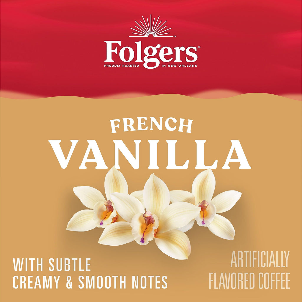 Folgers French Vanilla Artificially Flavored Coffee, Keurig K-Cup pods, 10 Count Box (Pack of 6)